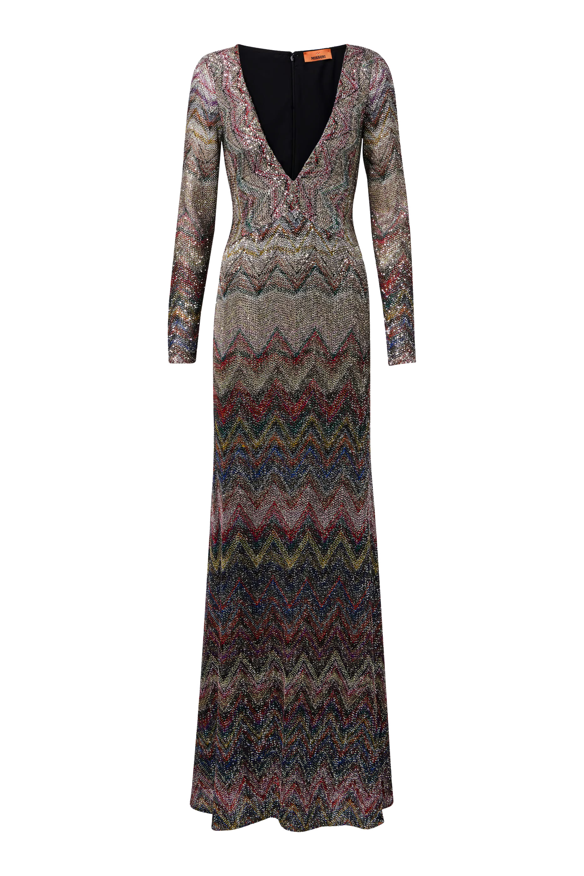 Zigzag Sequinned Lam&eacute; Maxi Dress