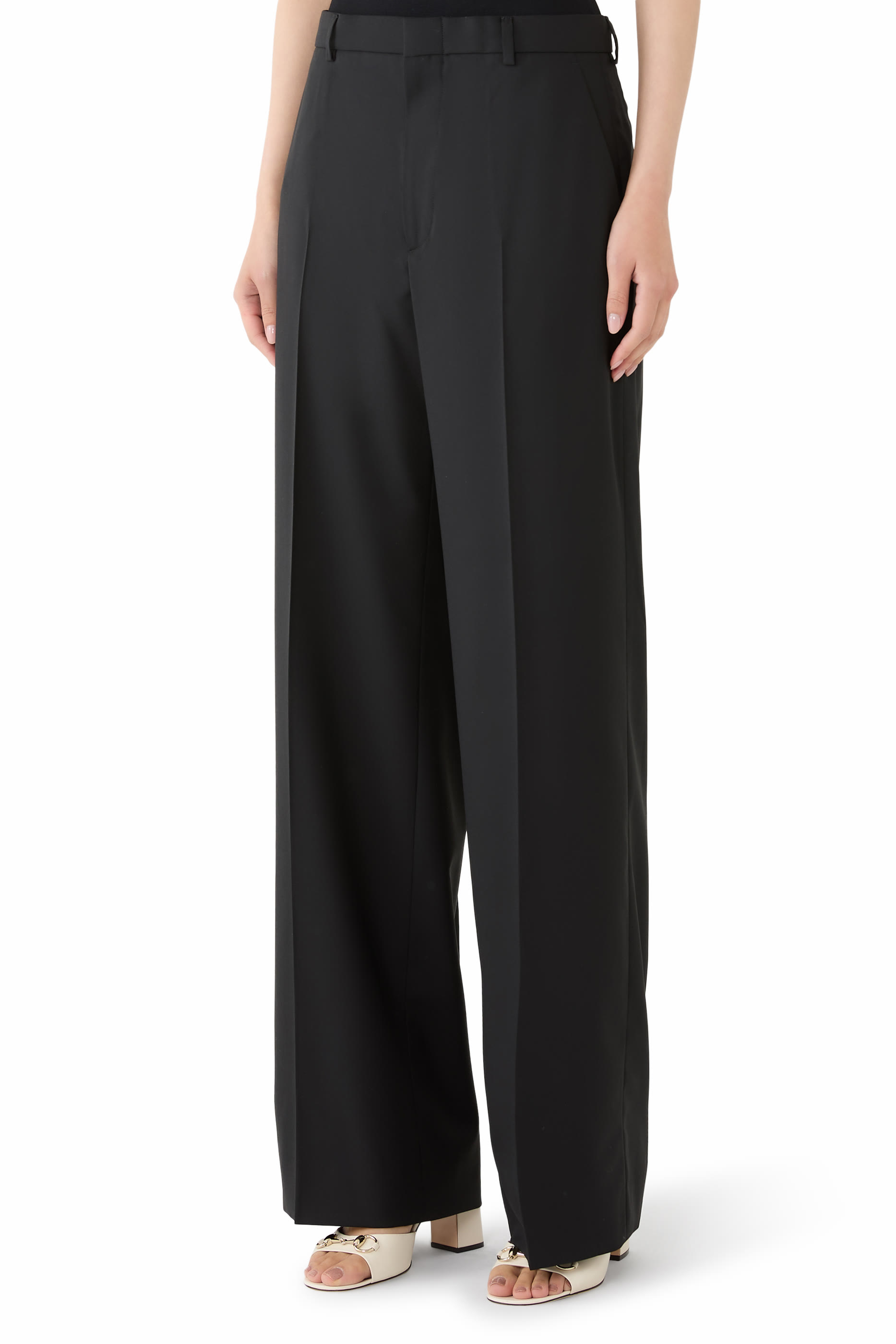 Light Wool Pants with Embroidery