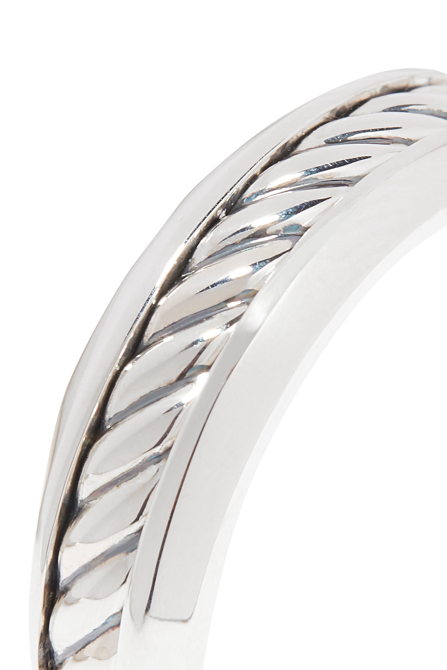 Cable Inset Silver Band Ring