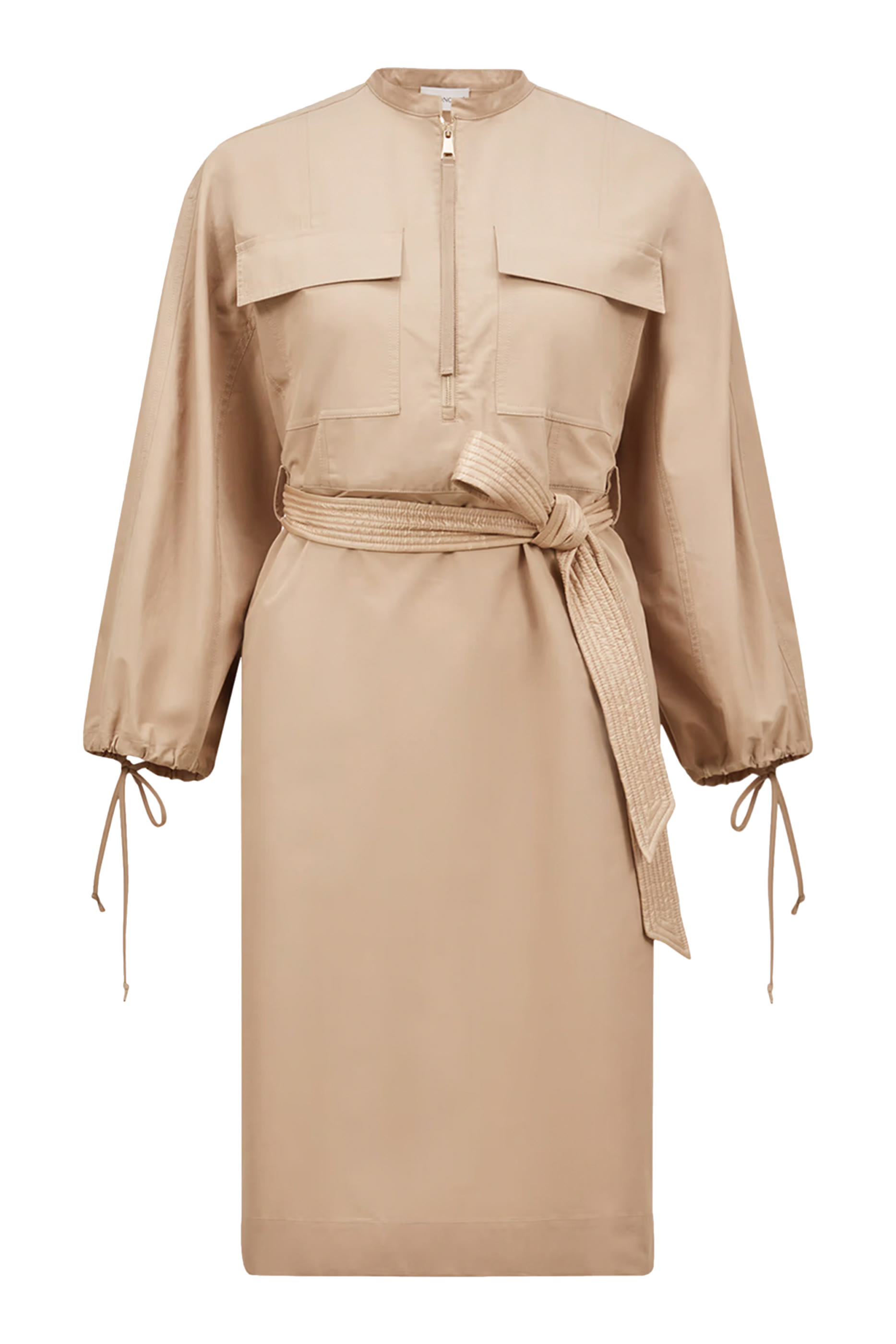 Belted Poplin Midi Dress 