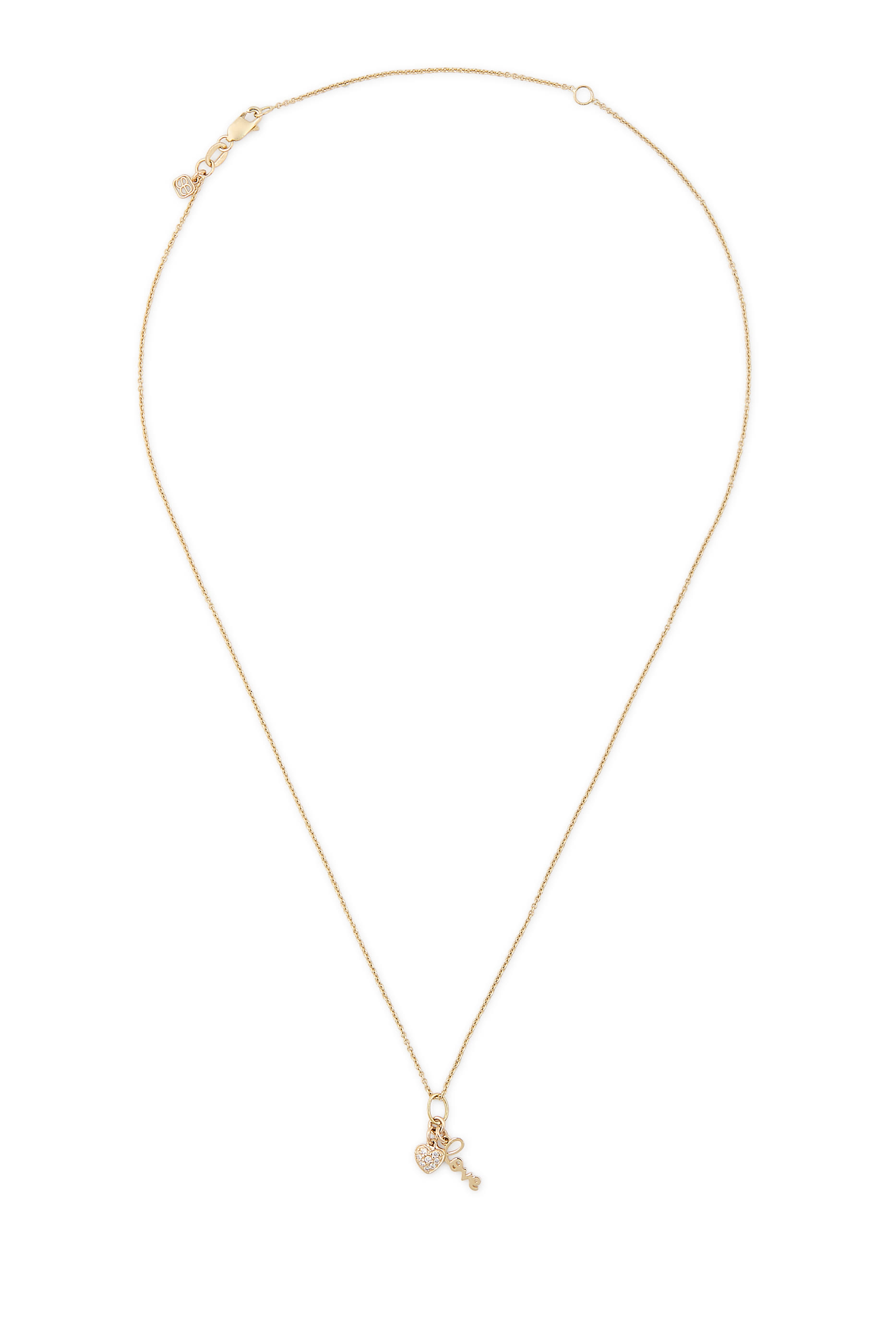Kids Love Duo Charm Necklace, 14K Yellow Gold & Diamonds