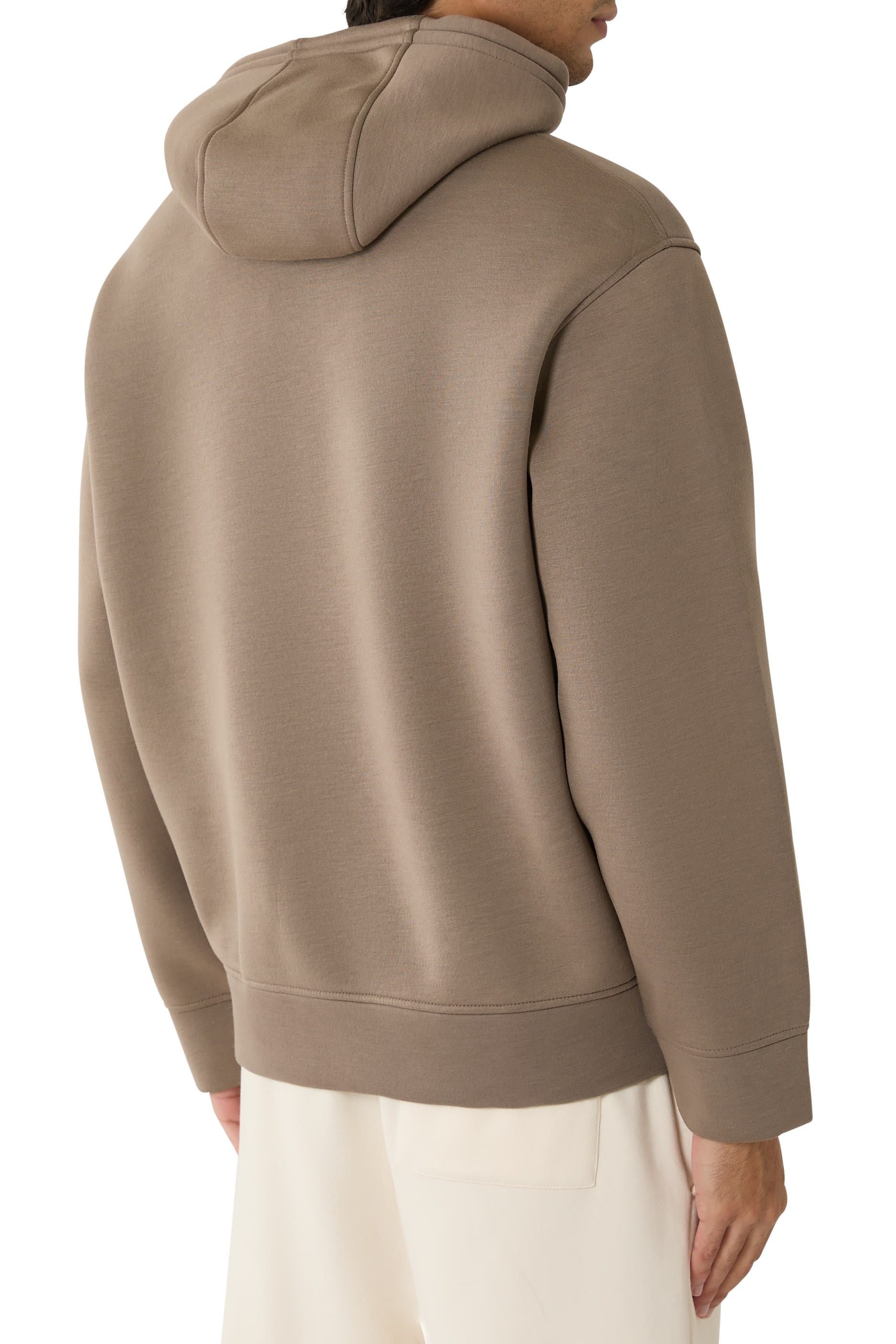 Oversized Eagle Logo Double-Jersey Hooded Sweatshirt