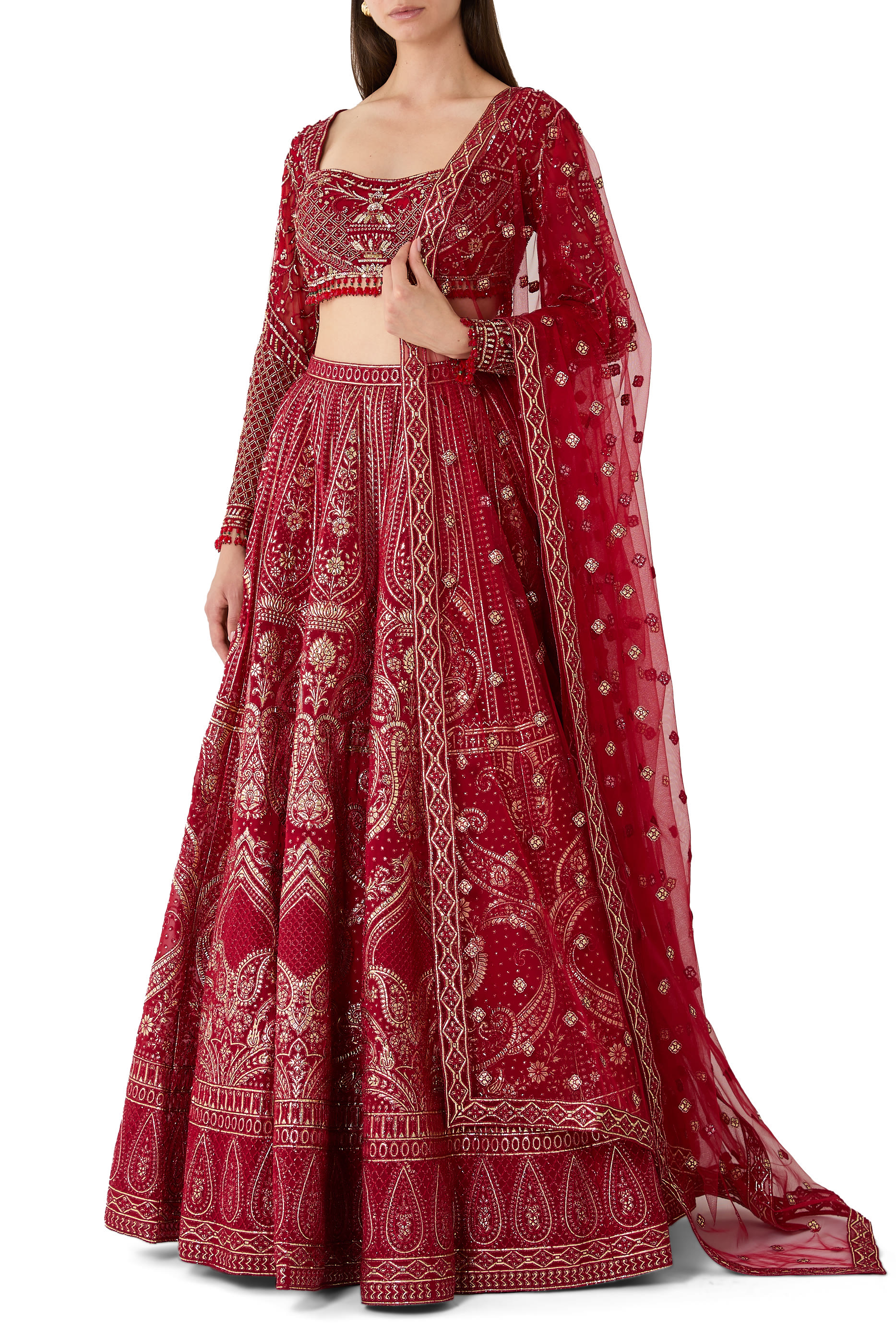 Chrome Lehenga Set with Crystal & Sequin Blouse