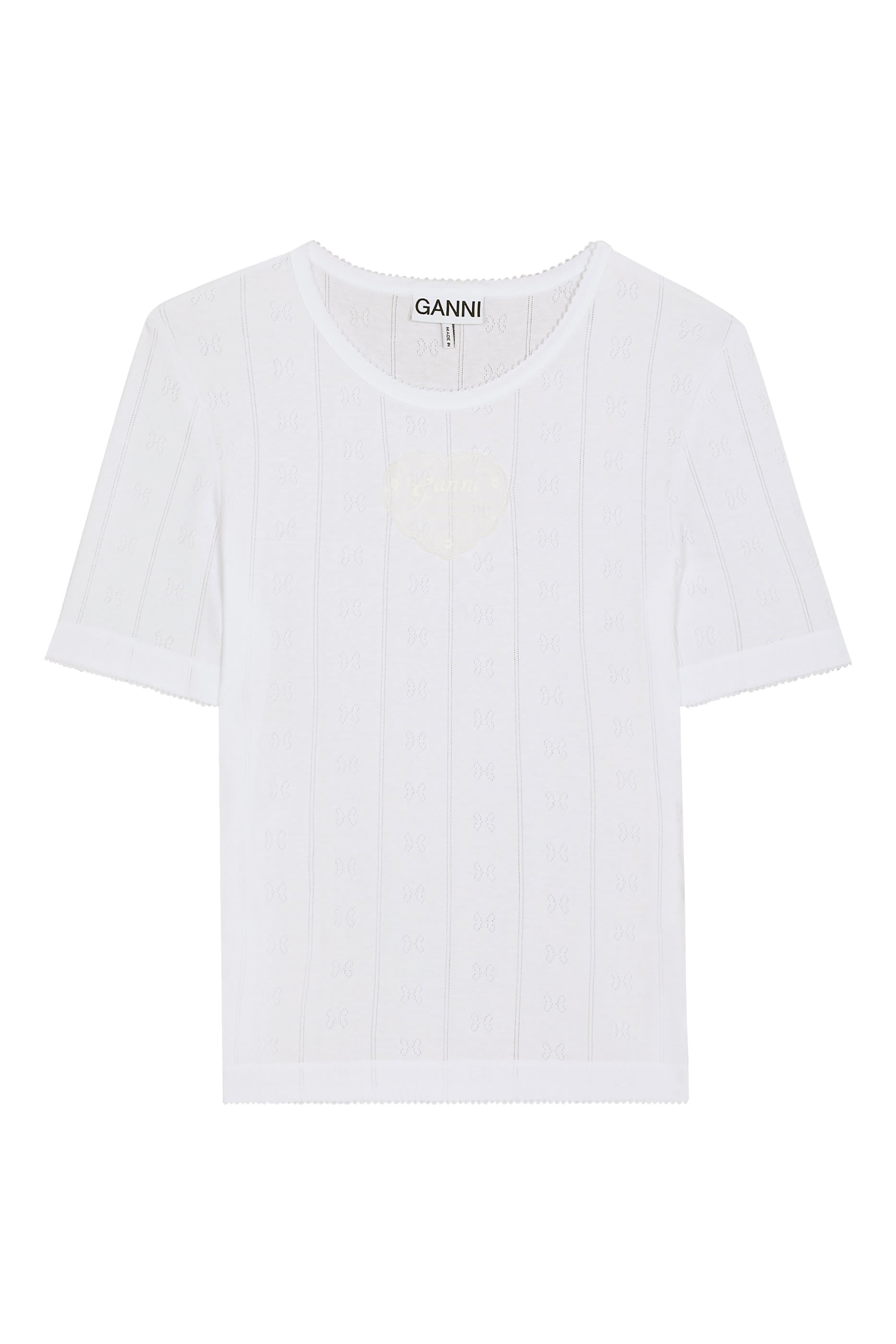 Pointelle-Knit Logo-Patch T-Shirt