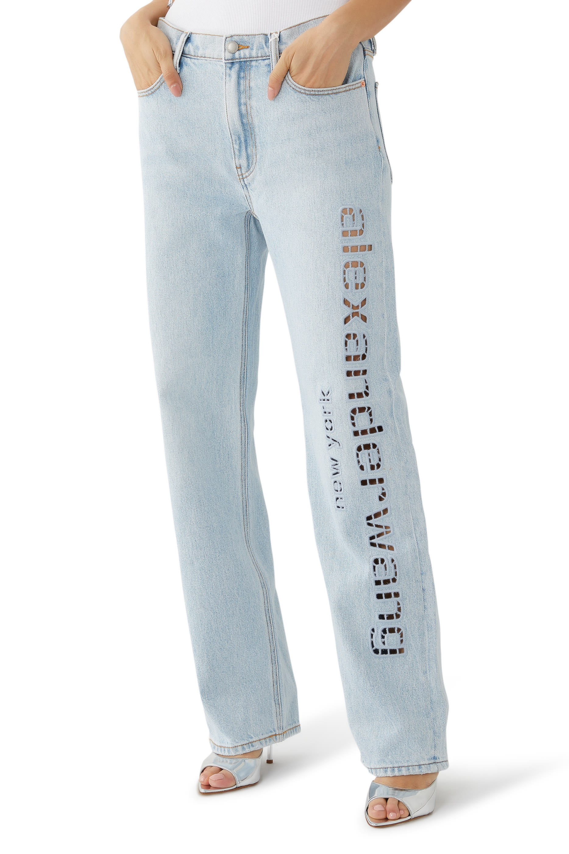 Ez Cut-Out Logo Denim Jeans