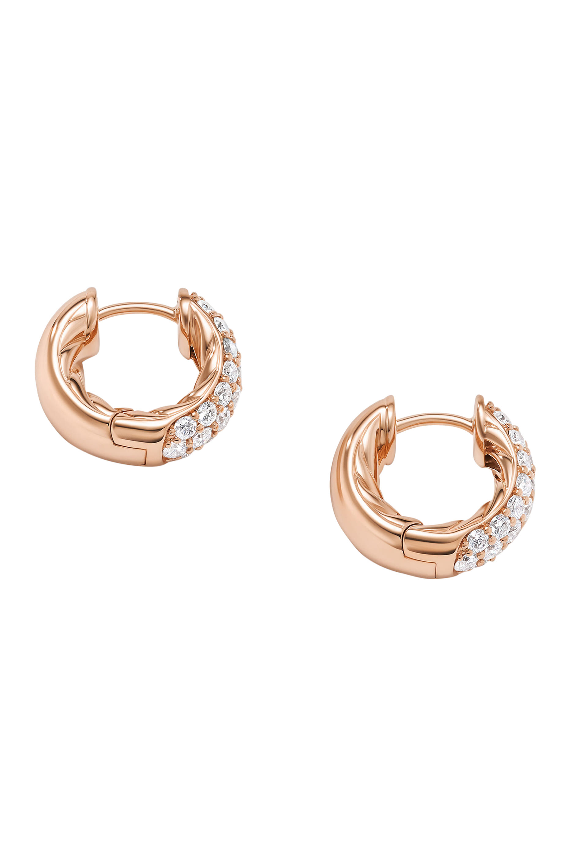 DY Mercer Micro Hoop Earrings, 18k Rose Gold & Diamonds