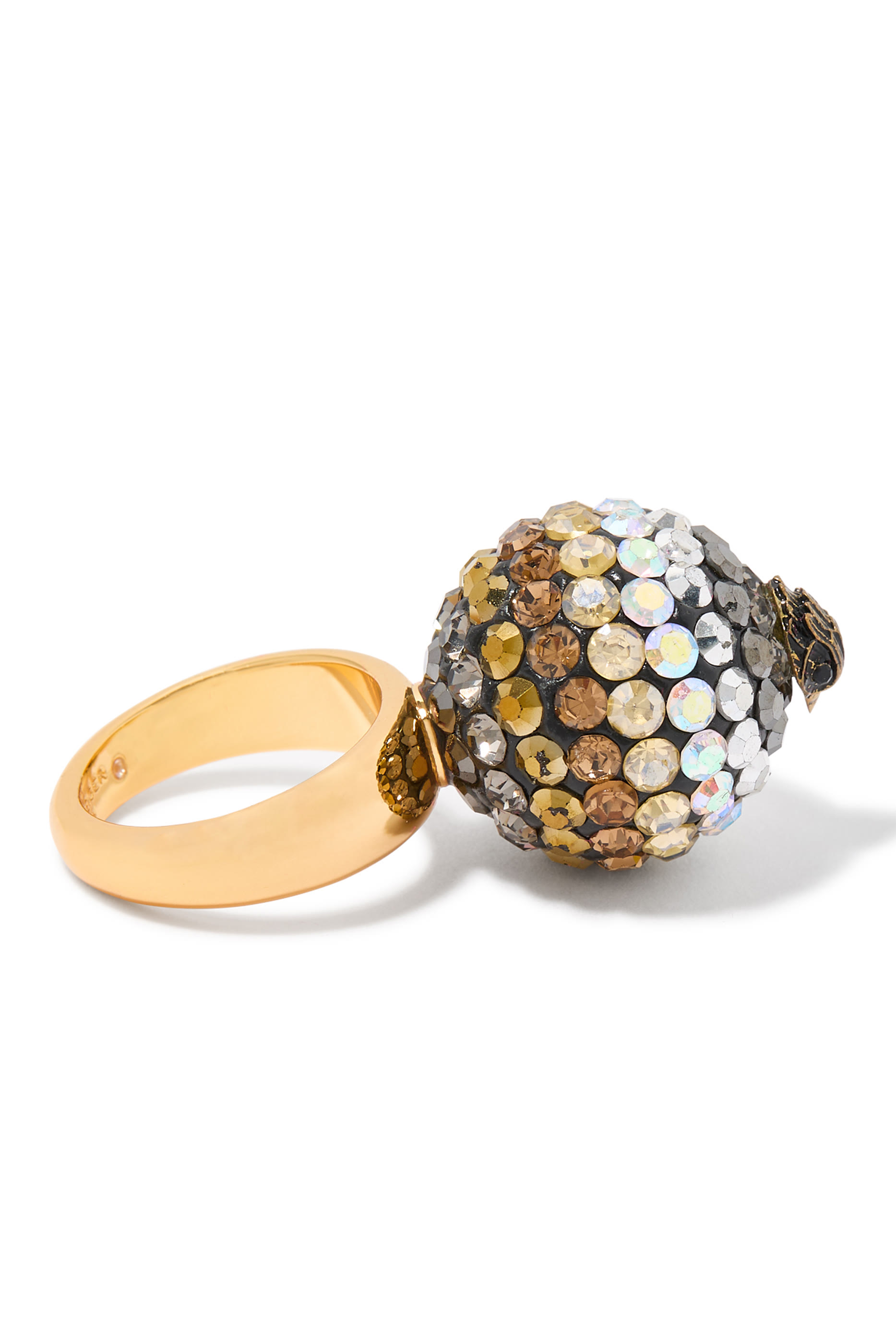 Pave Bubble Ring, Brass & Crystal Stones