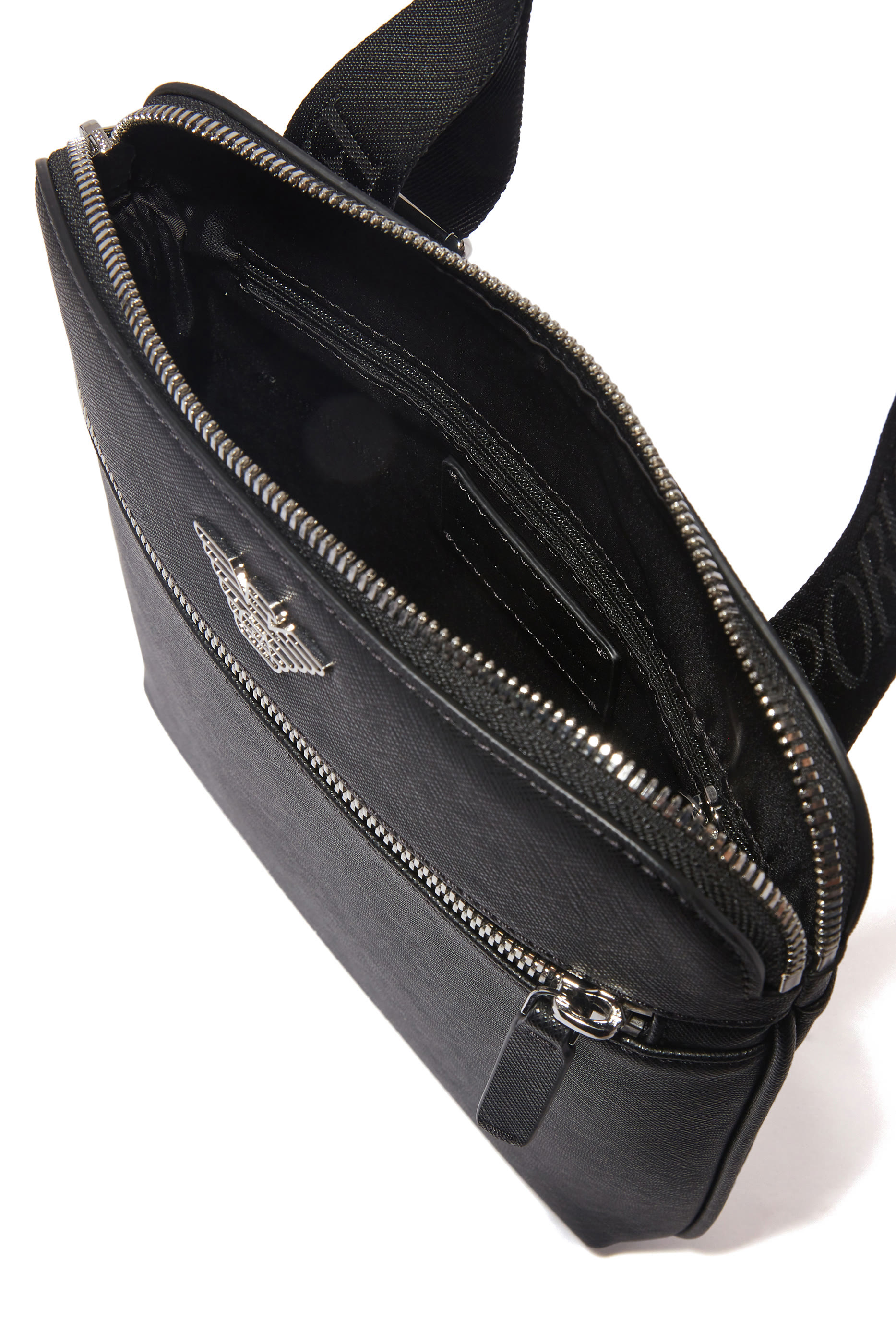  ASV Regenerated Saffiano Leather Flat Shoulder Bag with Eagle Plate