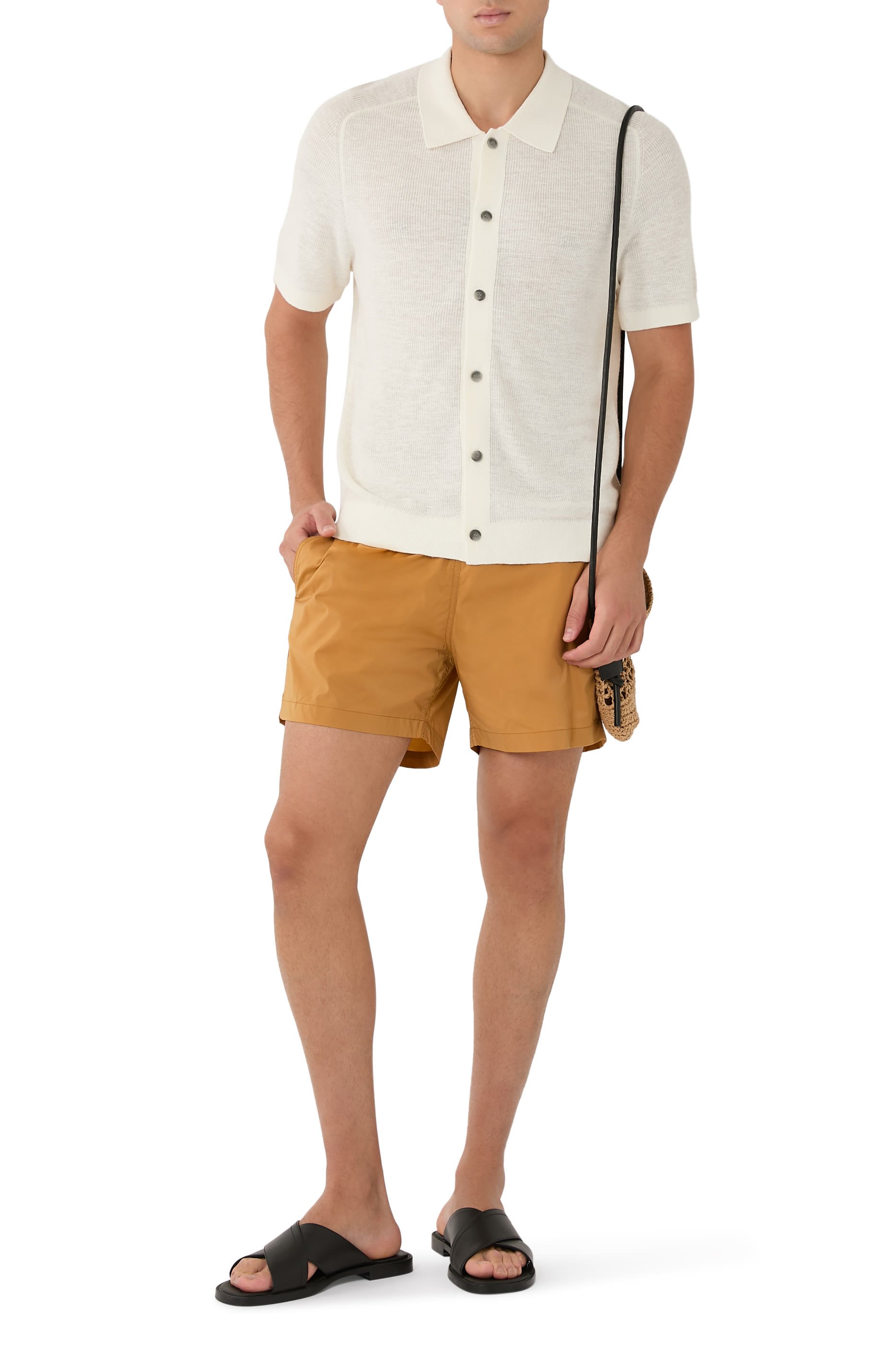 Short-Sleeve Button-Up Shirt in Pacific Linen