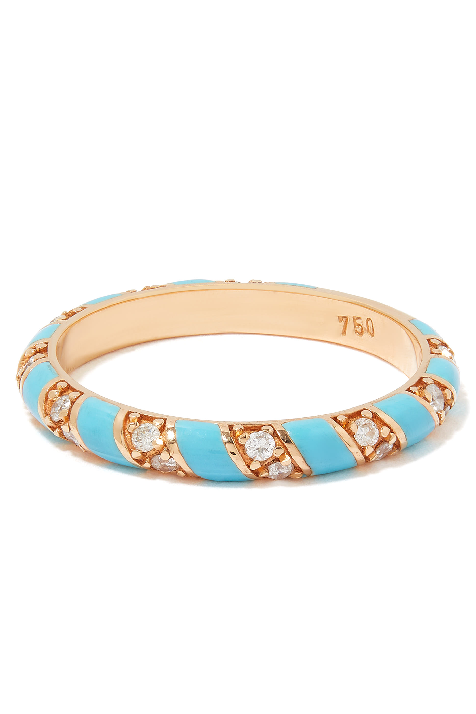 Tornado Ring, 18k Rose Gold with Enamel & Diamonds