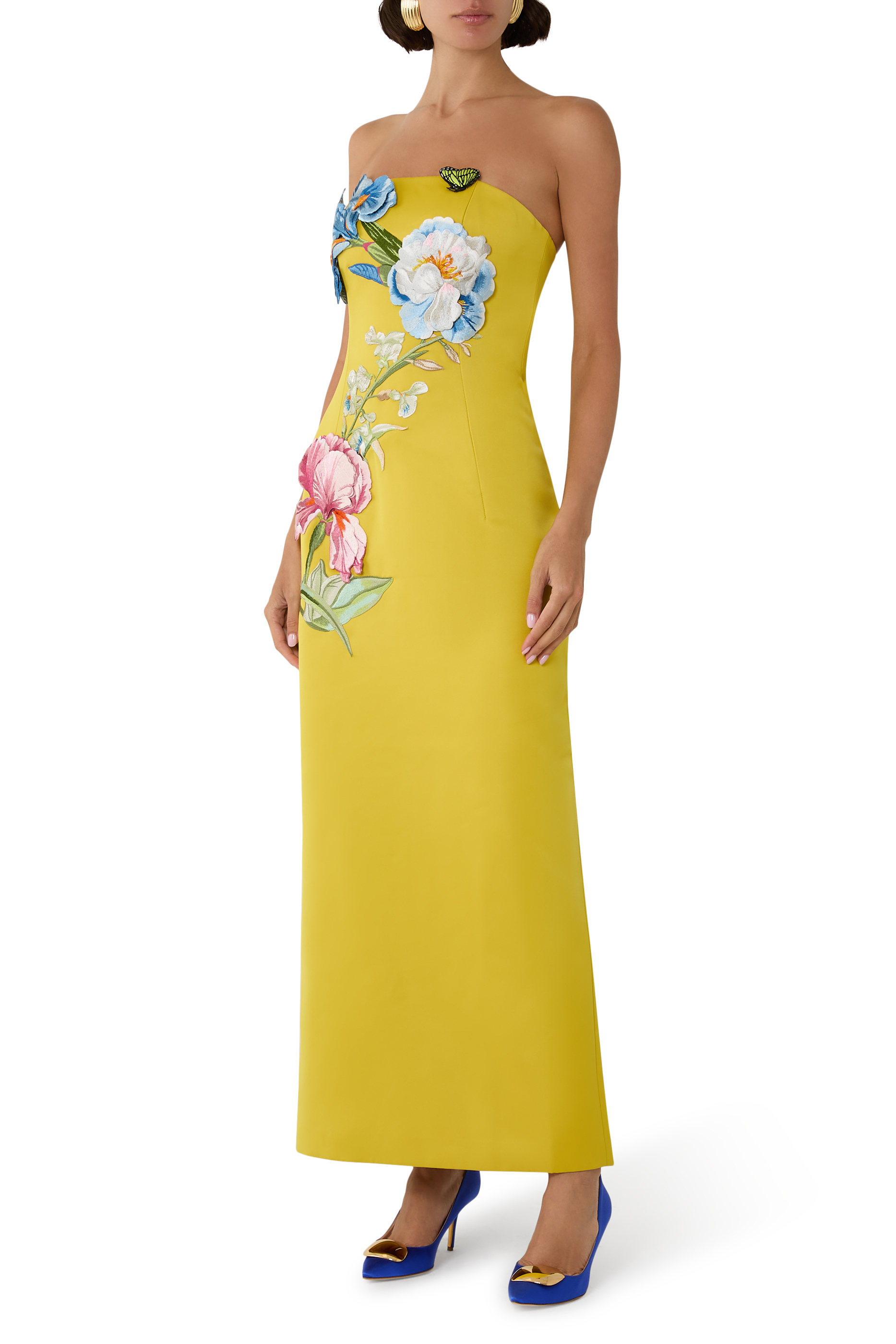 Rayna Appliqu&eacute; Floral Bustier Maxi Dress