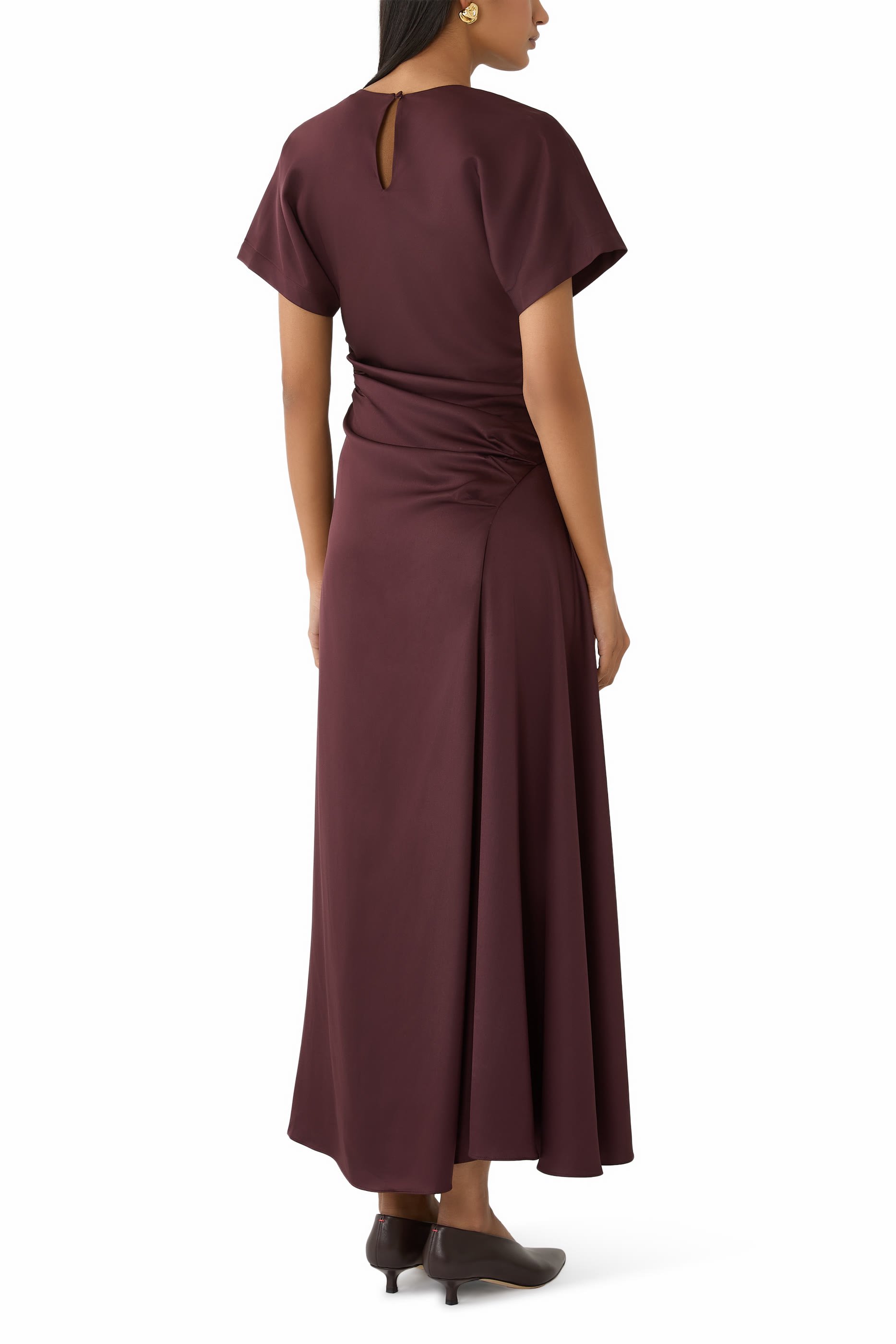 Marabella Draped Satin Midi Dress 
