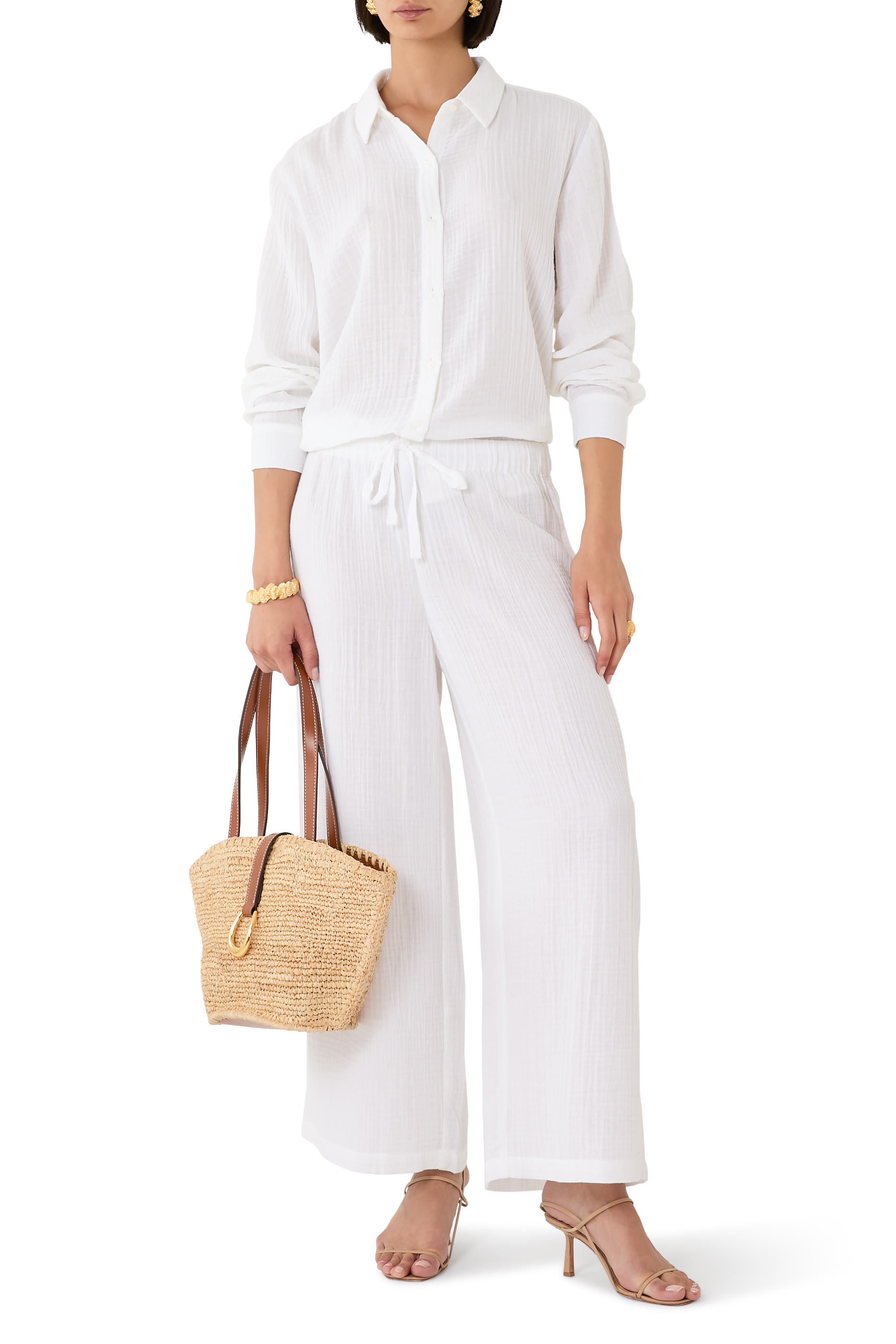 Organic Cotton Lofty Gauze Wide-Leg Pants