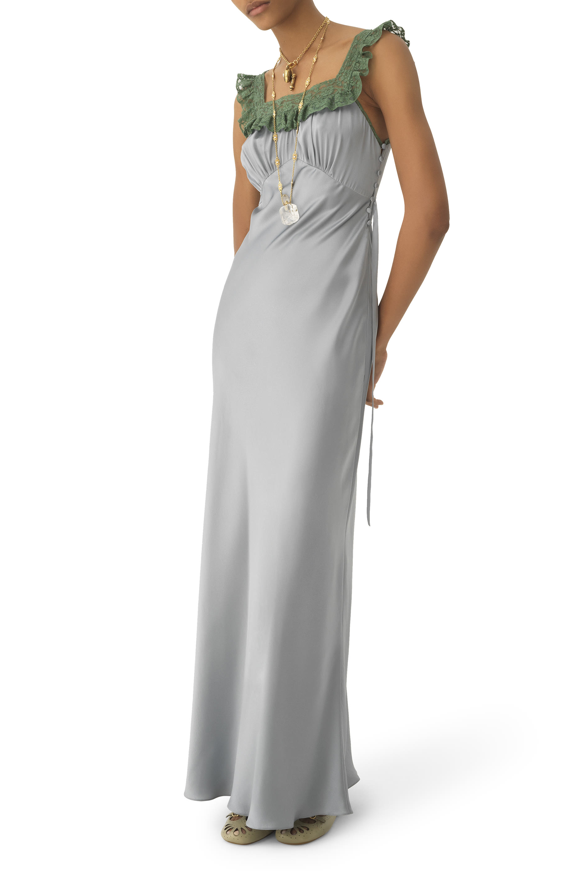 Sleeveless Silk Column Dress