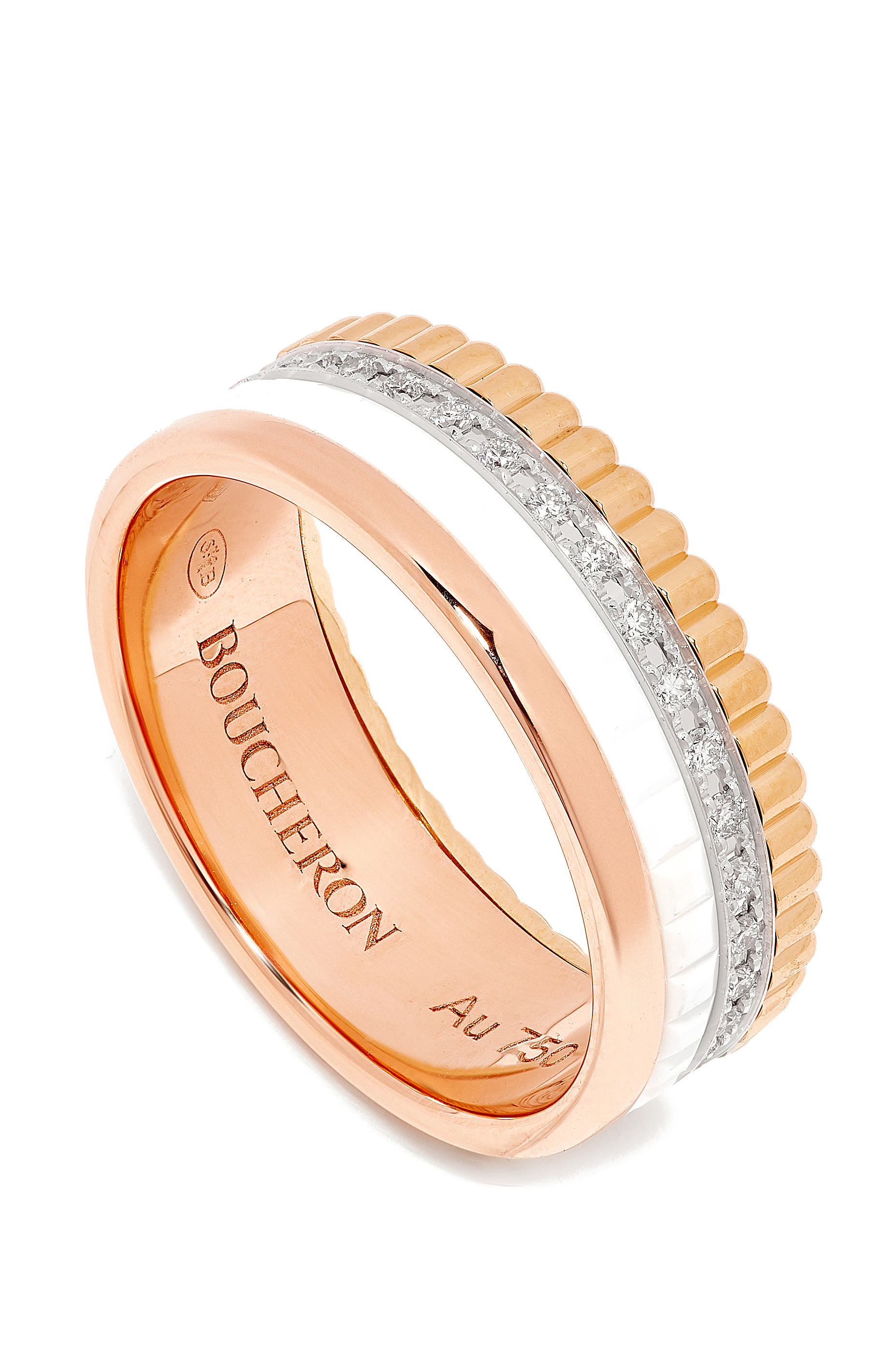 Quatre White Edition Small Ring, 18k Mixed Gold & Diamonds