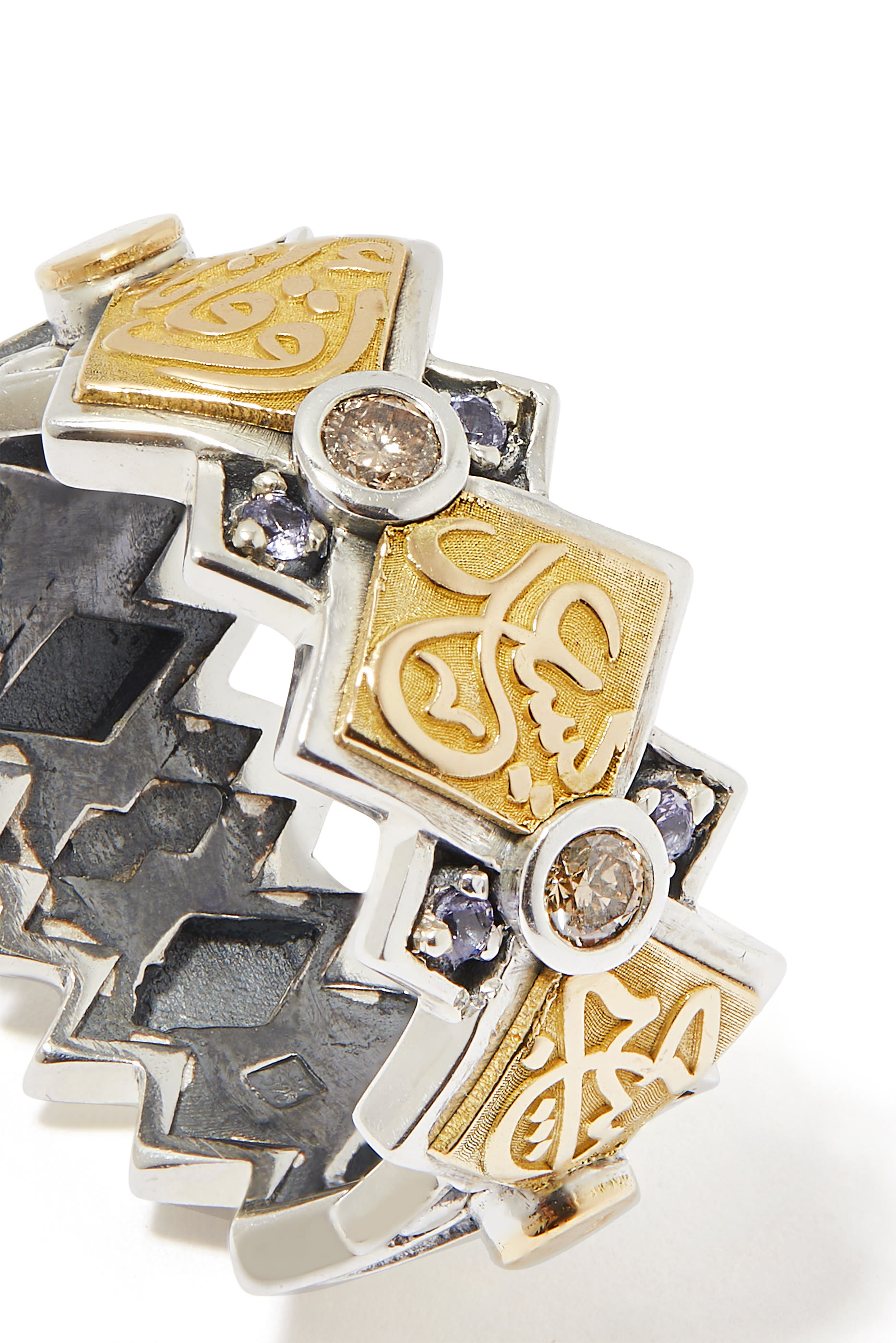 Beloved Band, 18k Yellow Gold with Rhodolite & Diamonds