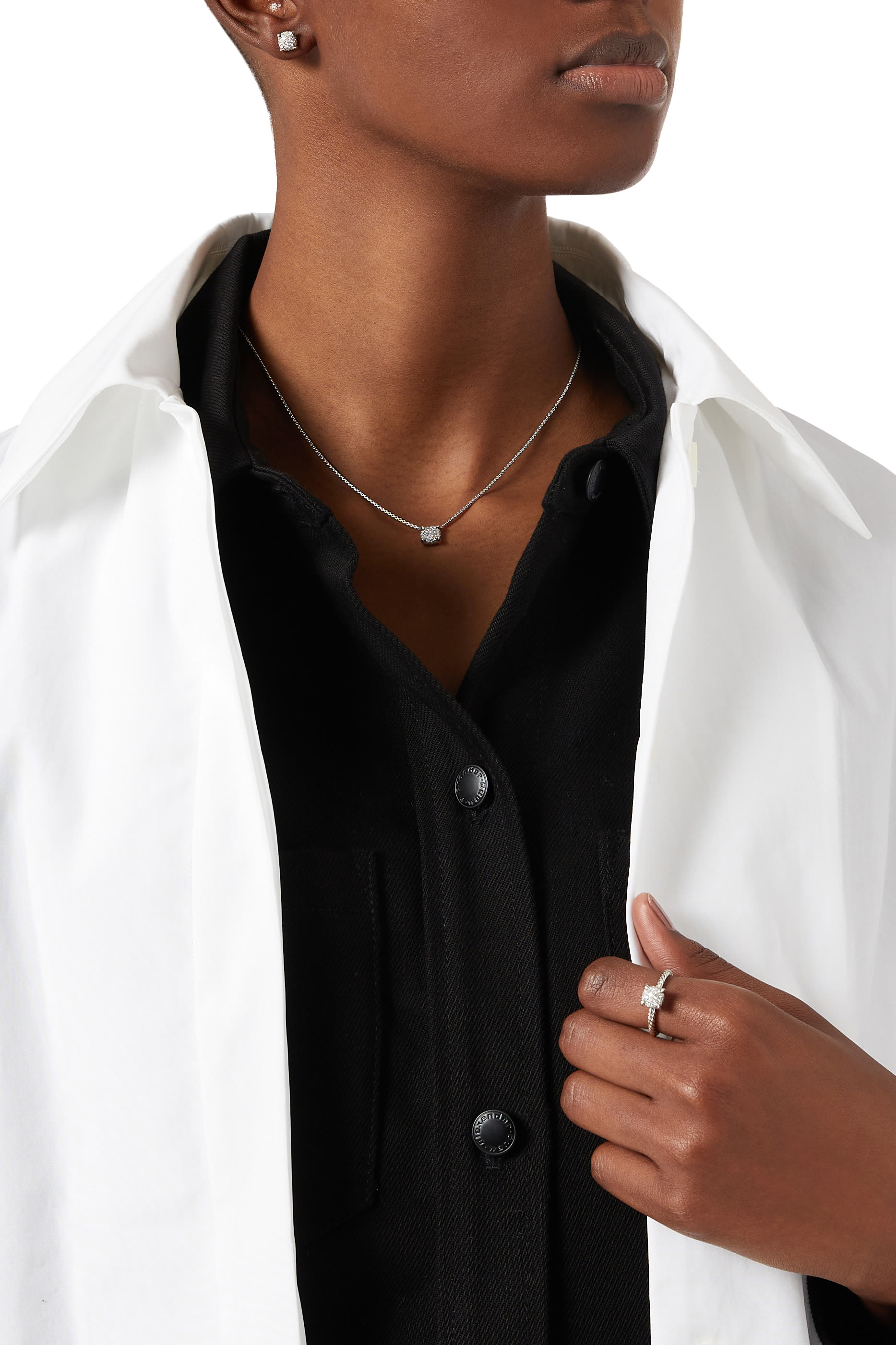 Petite Ch&acirc;telaine&reg; Full Pav&eacute; Diamonds Stud Earrings, Sterling Silver