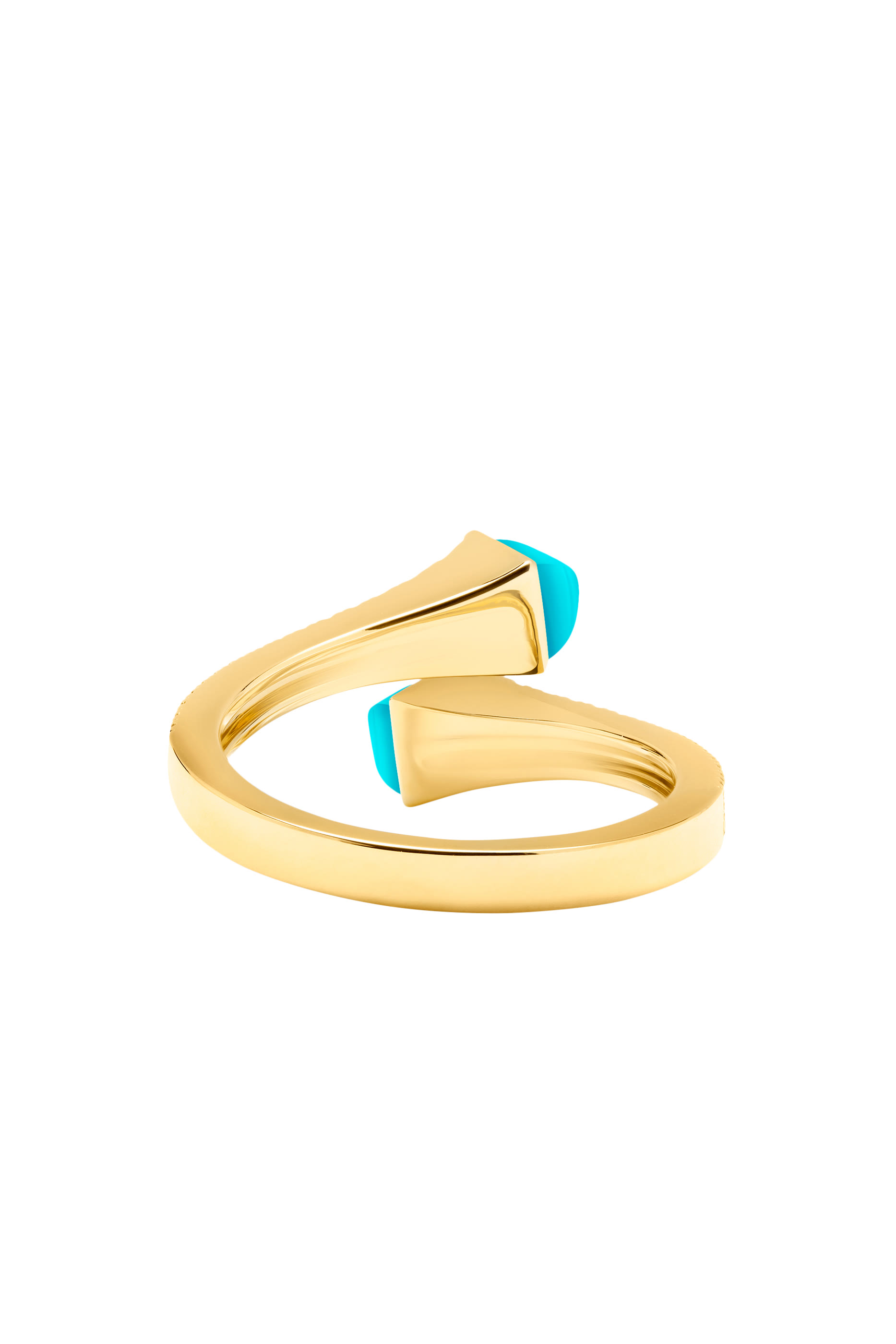 Cleo  Slim Ring, 18k Yellow Gold with Turquoise & Diamonds