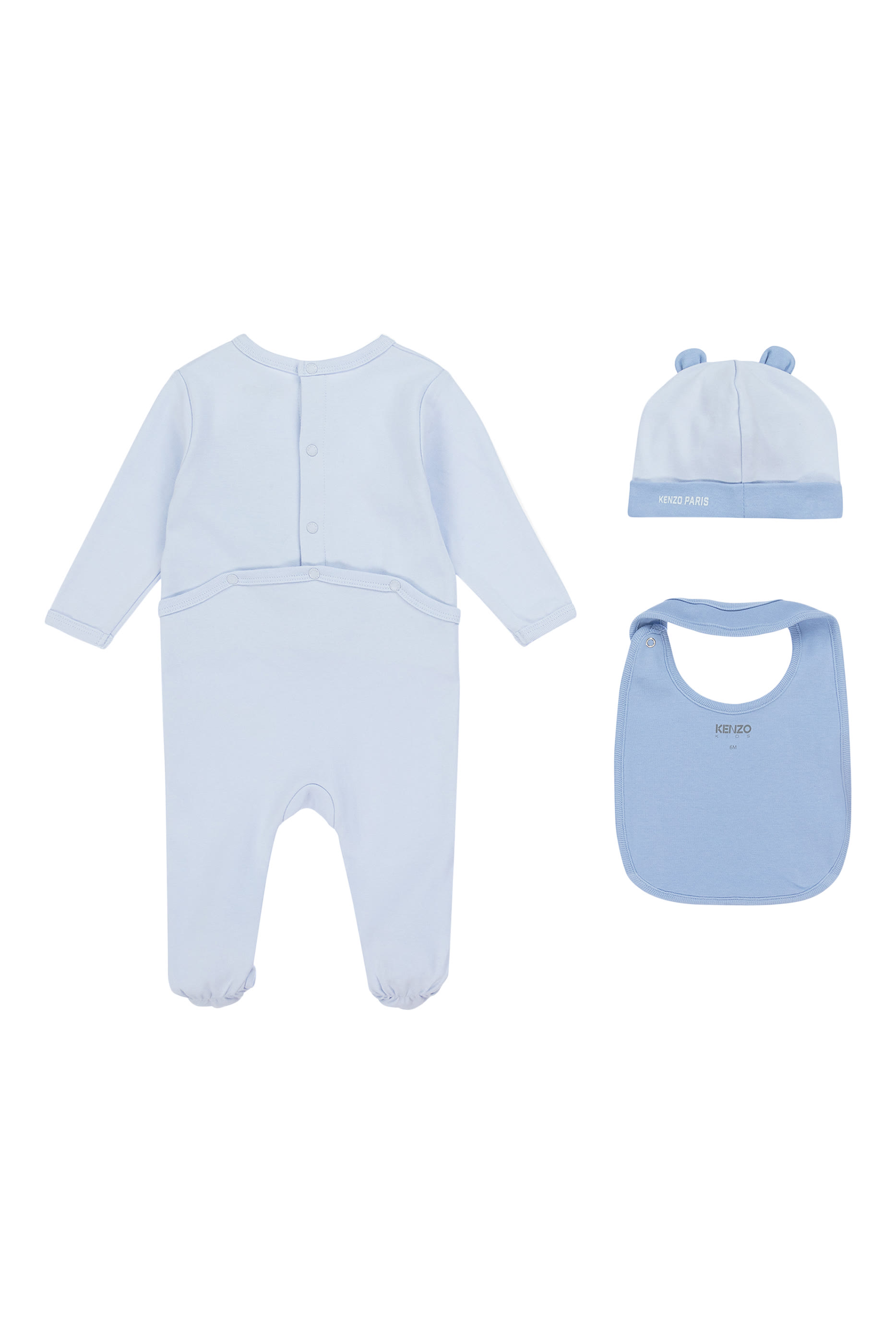 Kids Cotton Bodysuit, Bib & Hat Set 