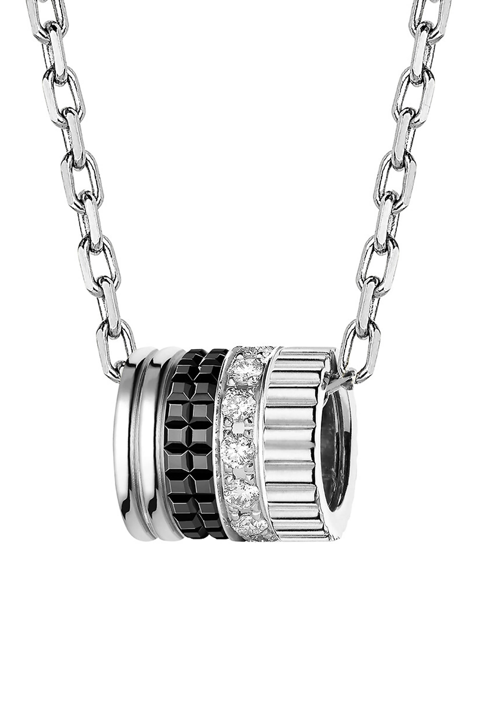 Quatre Edition Pendant S Motif, 18k Mix Gold with Diamonds & Black PVD