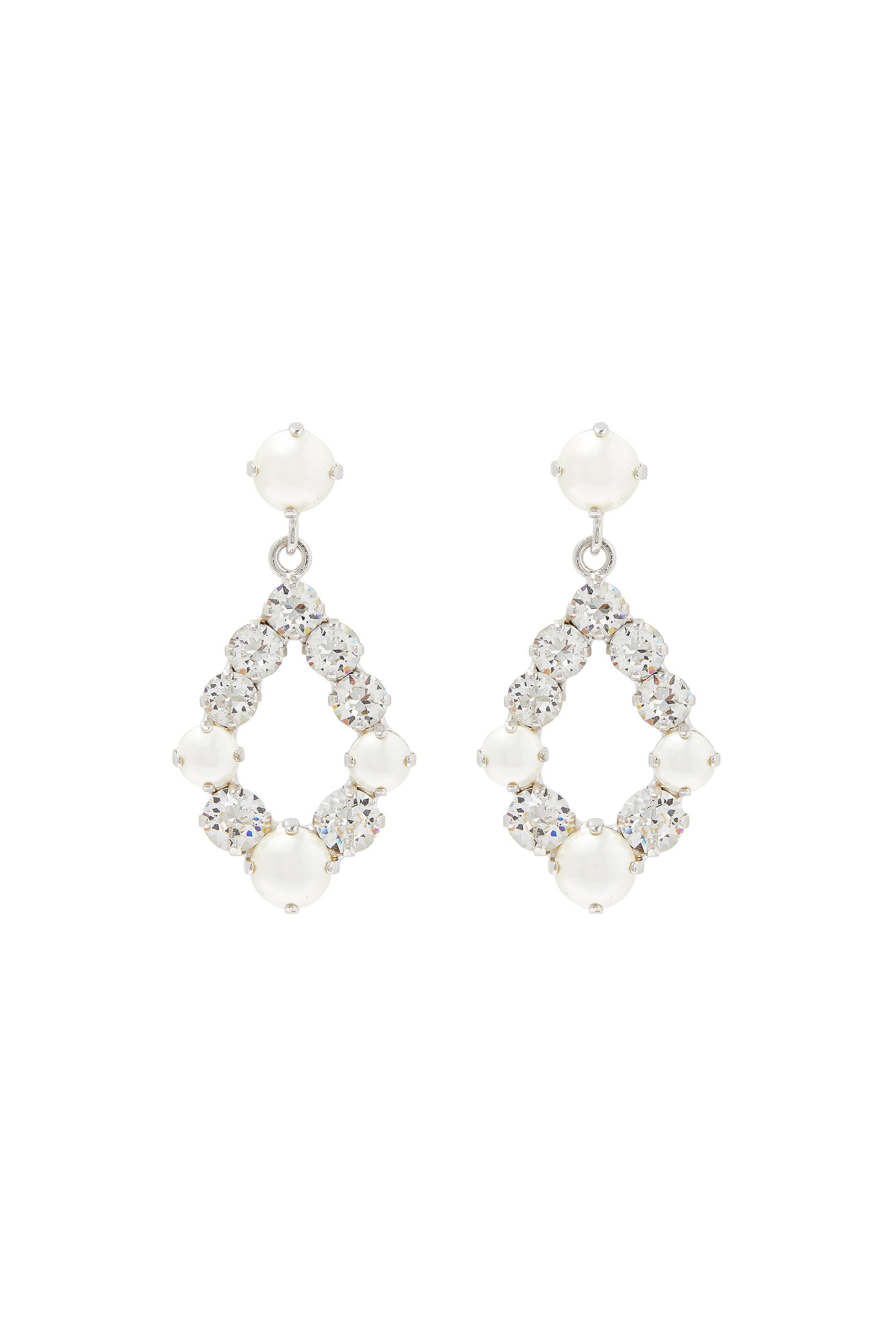 Tears Of Joy Earrings, Rhodium with Crystal  & Pearl