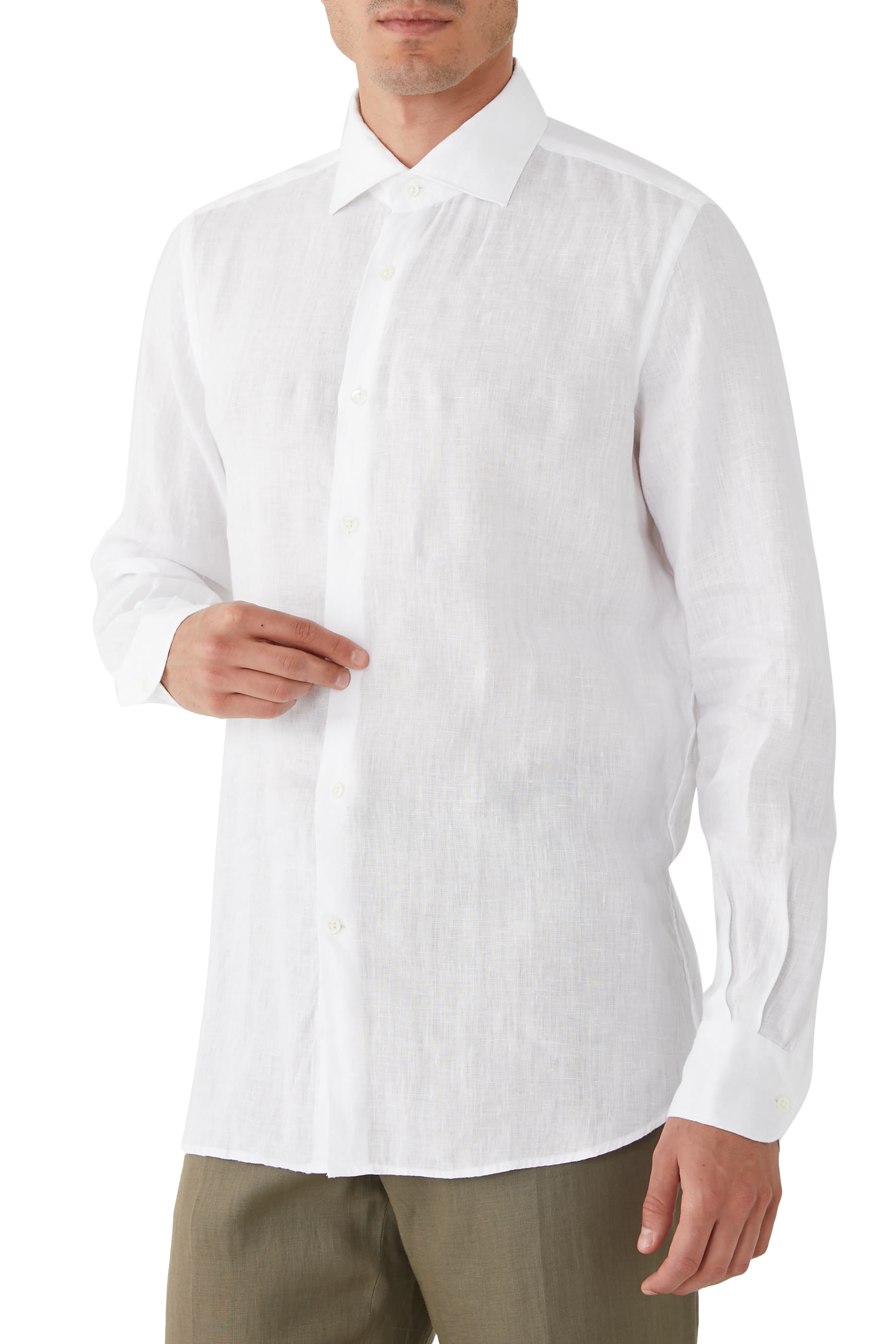 Slim Fit Linen Glanshirt
