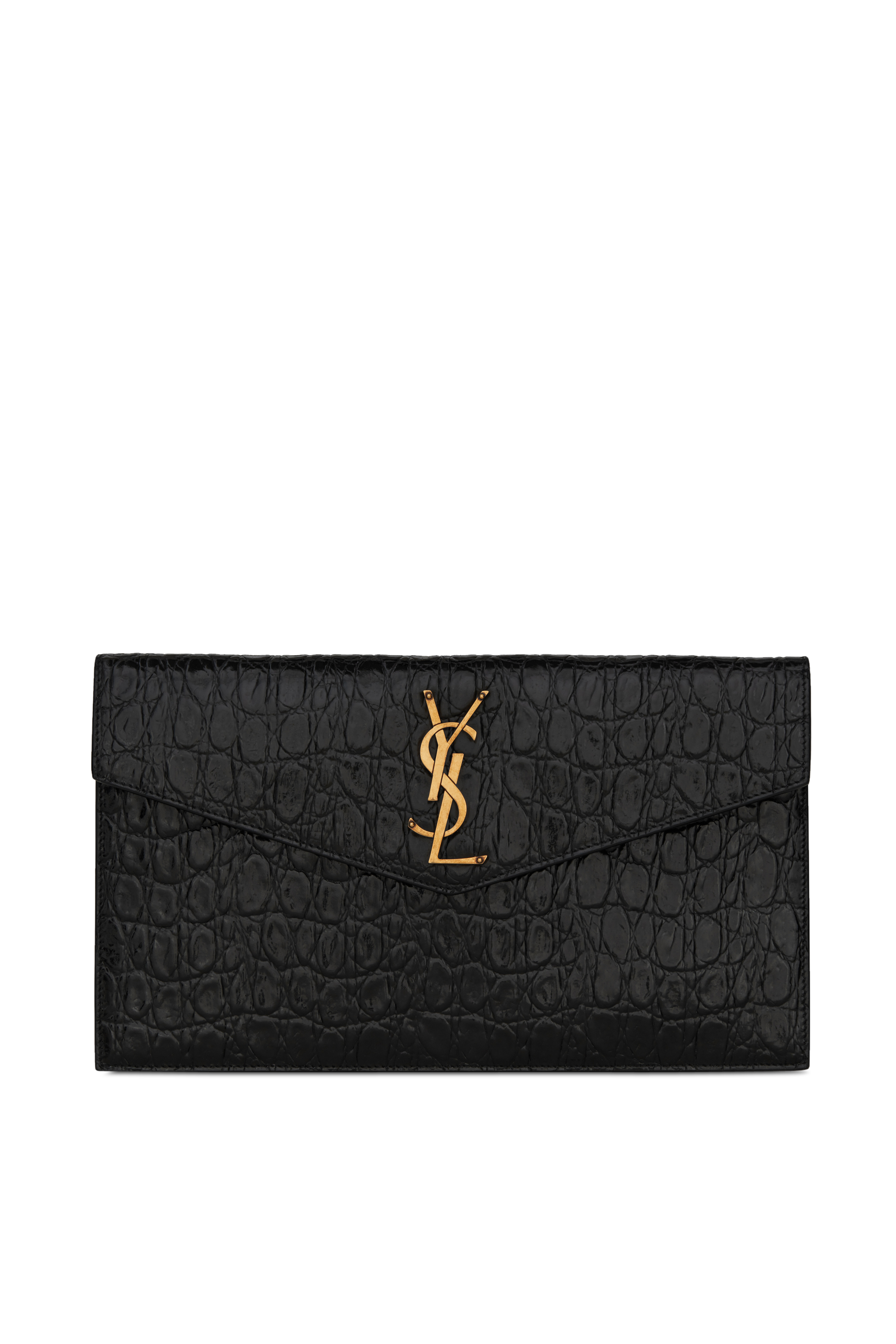 Uptown Pouch In Crocodile-Embossed Leather