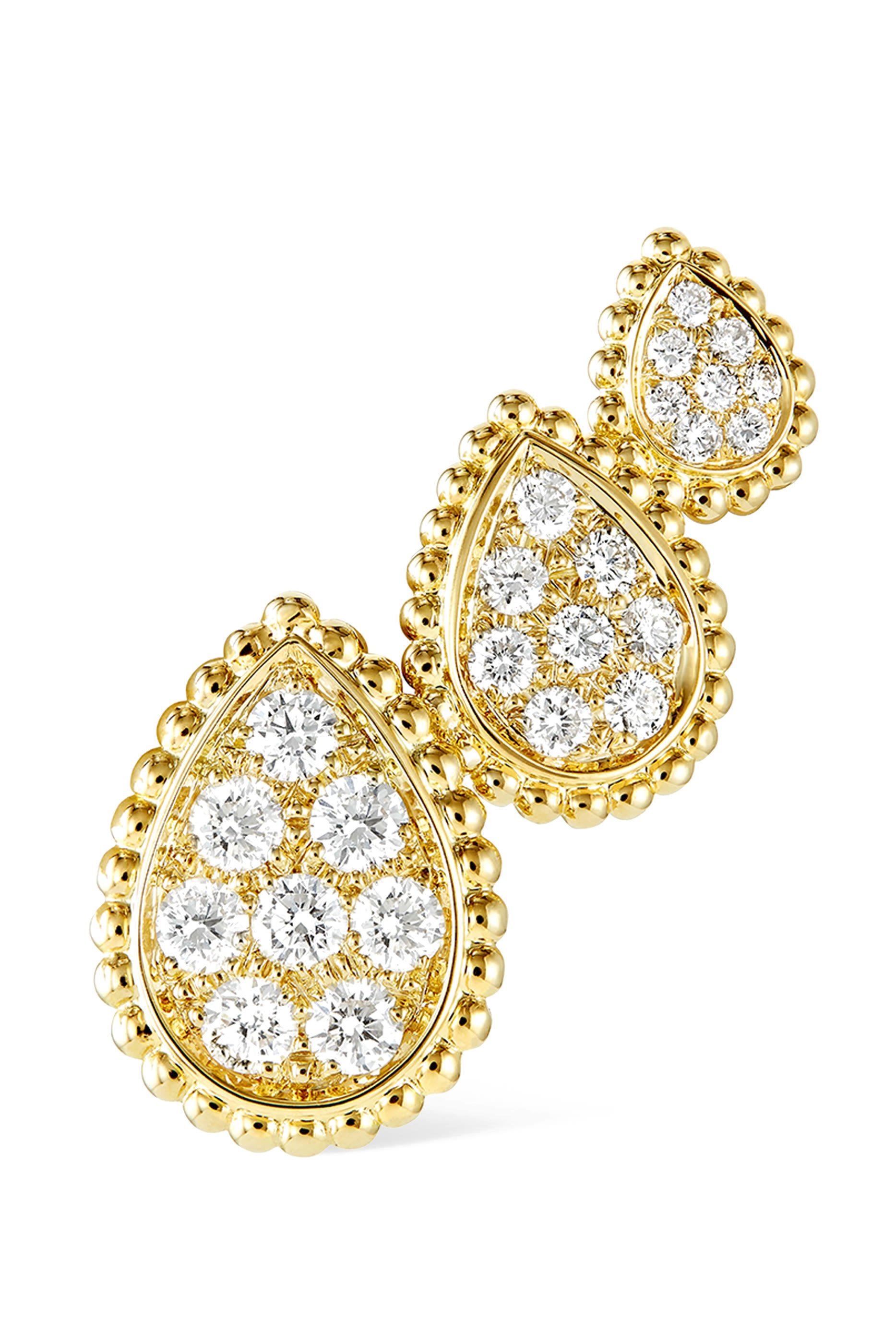 Serpent Boh&egrave;me Triple Motif Stud Earrings, 18k Yellow Gold & Diamonds