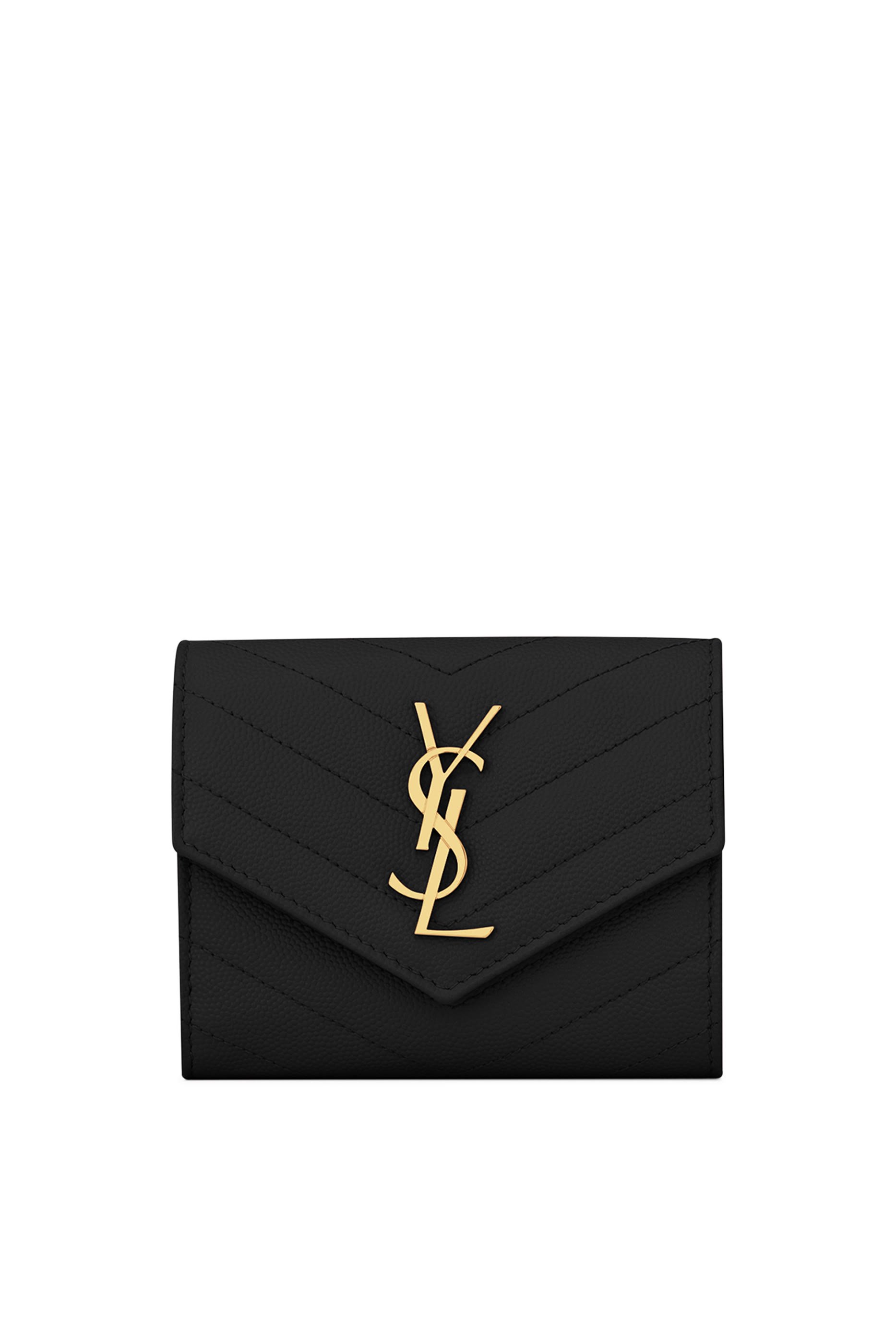  Cassandre Matelasse Compact Tri Fold Wallet in Grain De Poudre Leather