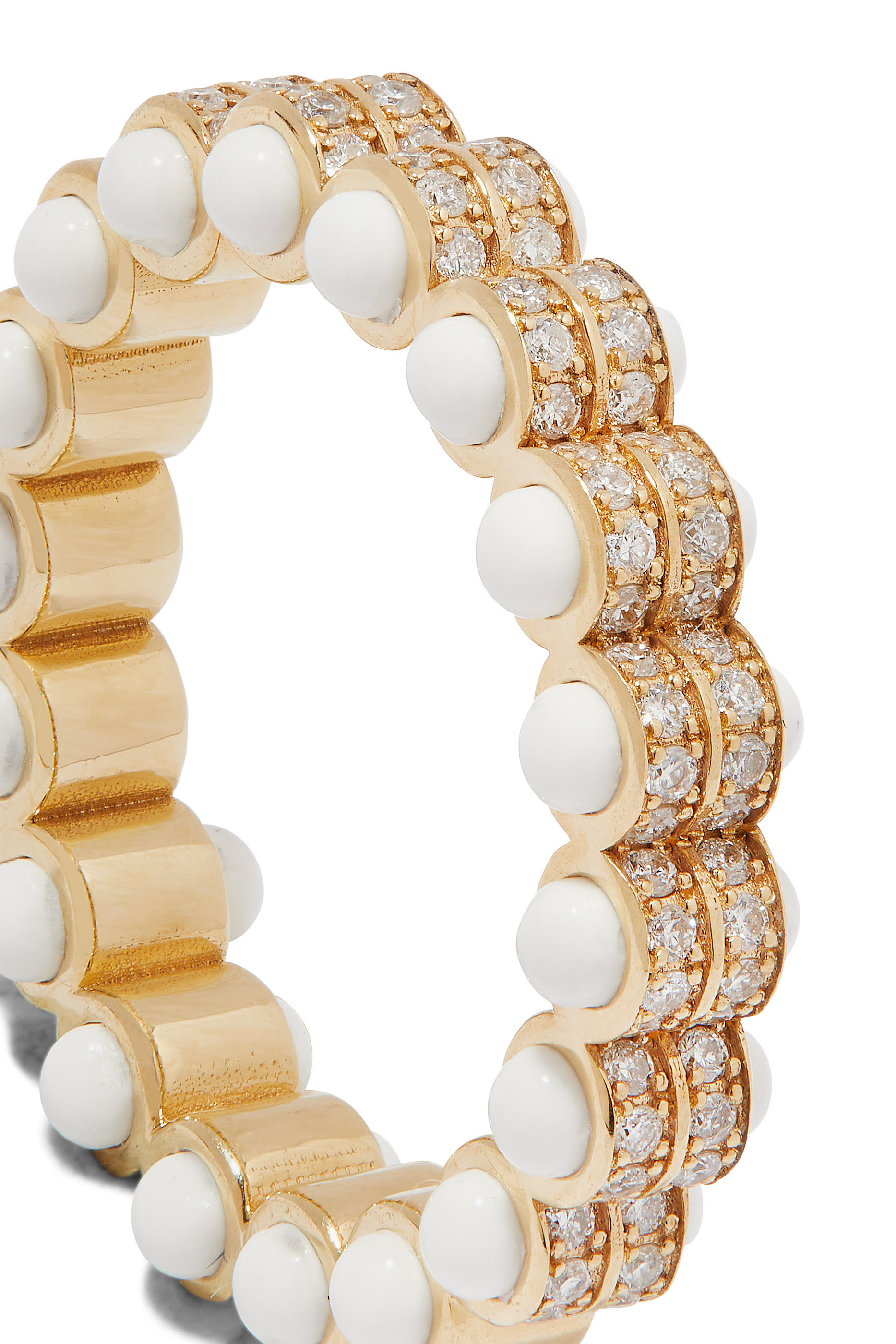 Hydrogen Atom Ring, 18k Yellow Gold, Enamel & Diamonds