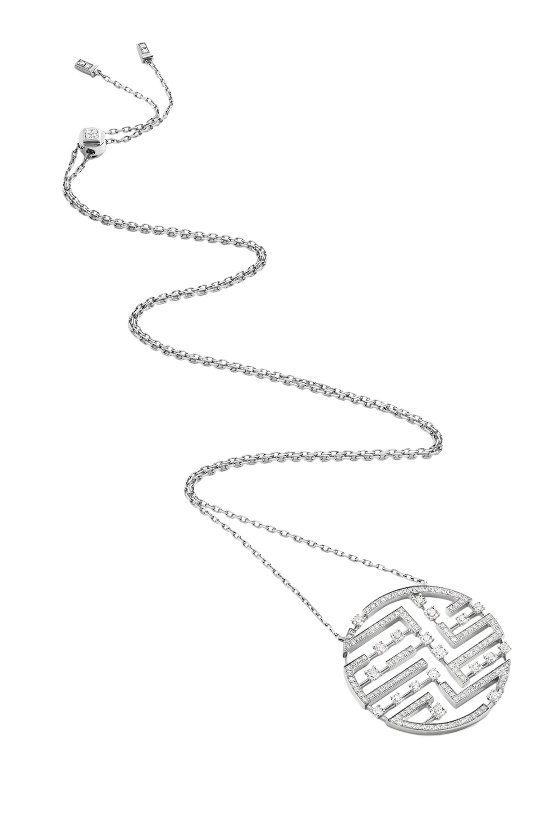 Avenues Luxe Opera Length Chain Necklace, 18K White Gold & Diamonds
