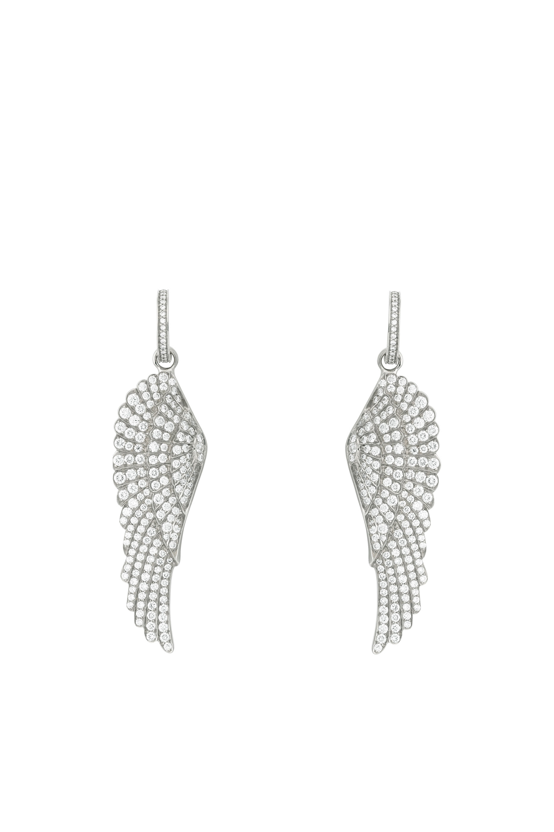 Wings Classic Earrings, 18K White Gold & Diamonds