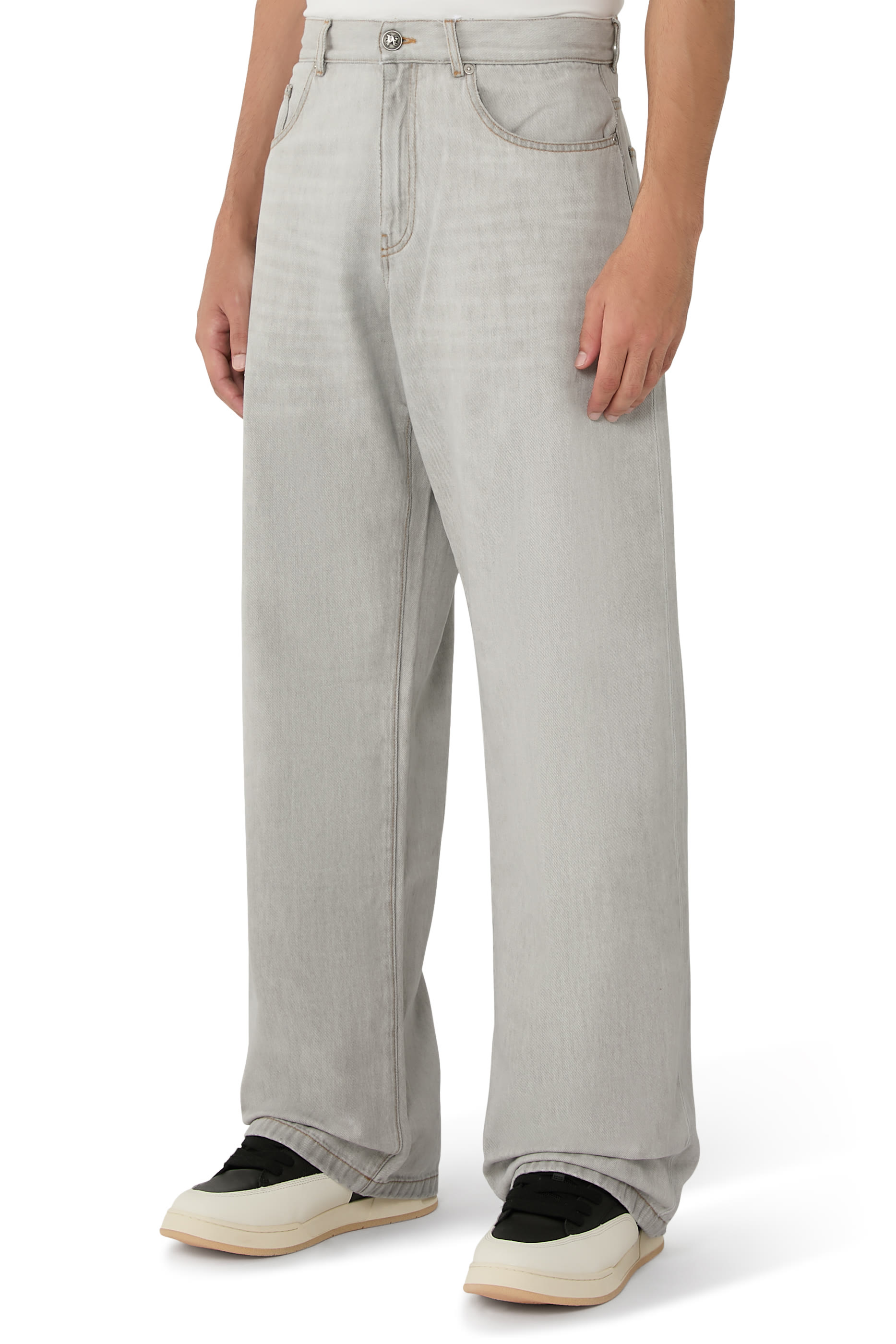 Curved Logo Loose Denim Pants