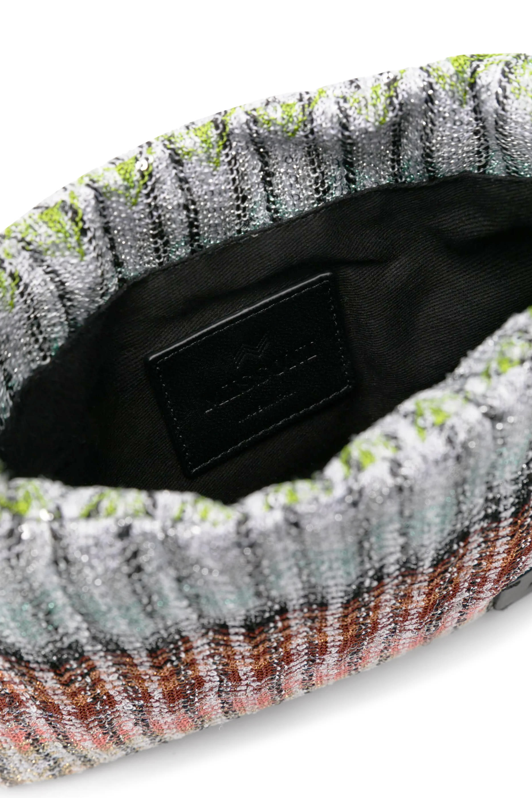 Exclusive Chevron Raschel Sequinned Knot Bag