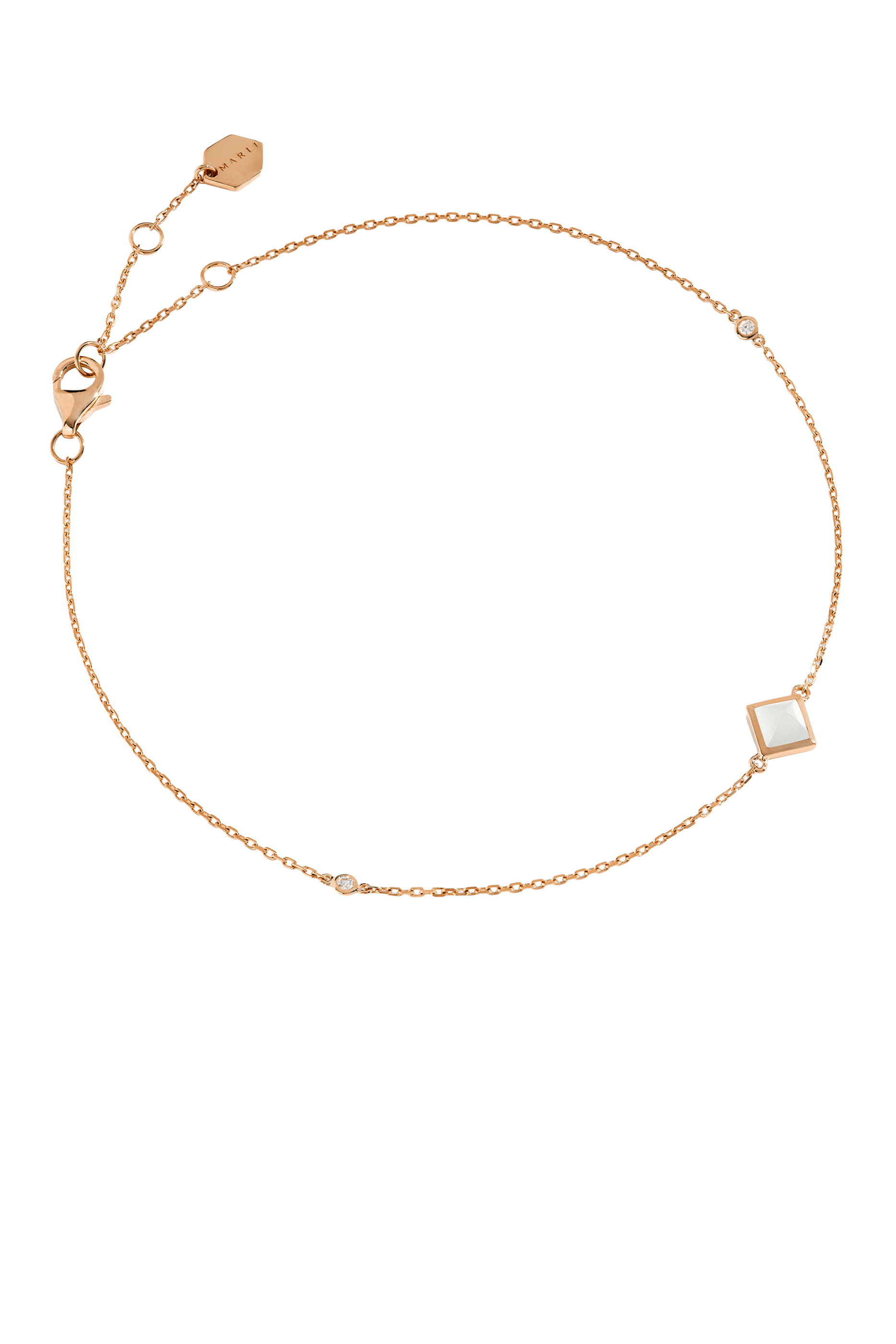 Cleo Pyramid Anklet, 18k Rose Gold with Agate & Diamonds