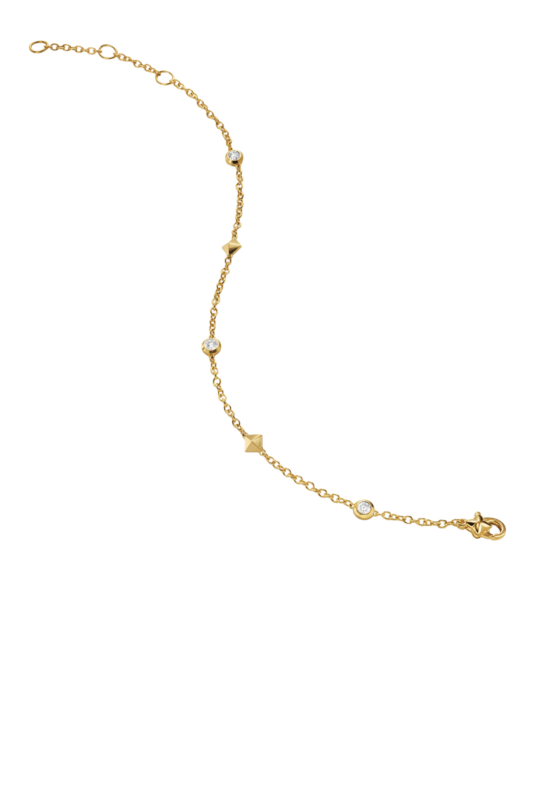 Petite Modern Renaissance Station Bracelet, 18k Yellow Gold & Diamonds