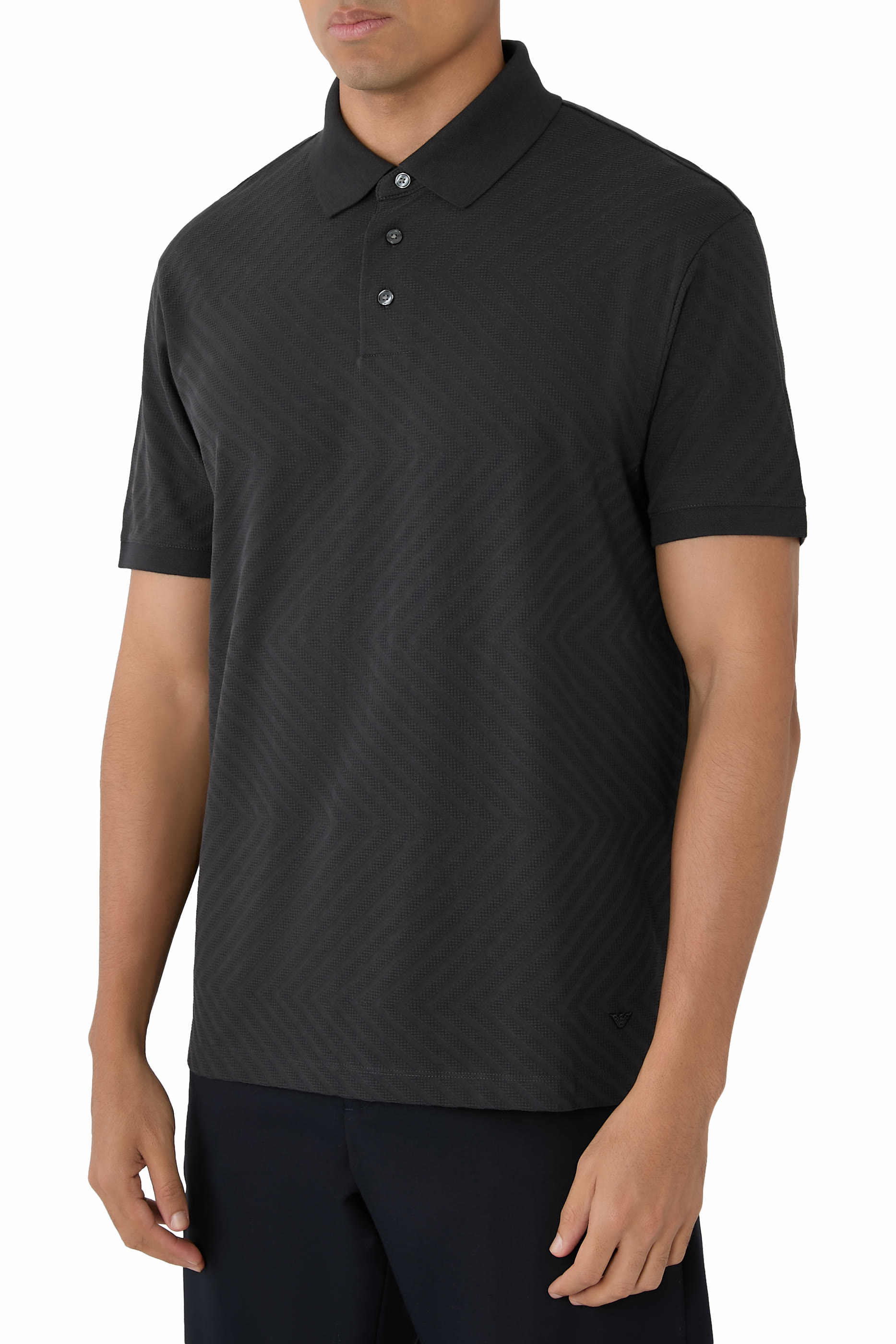 Horizontal Stripe Effect Polo Shirt