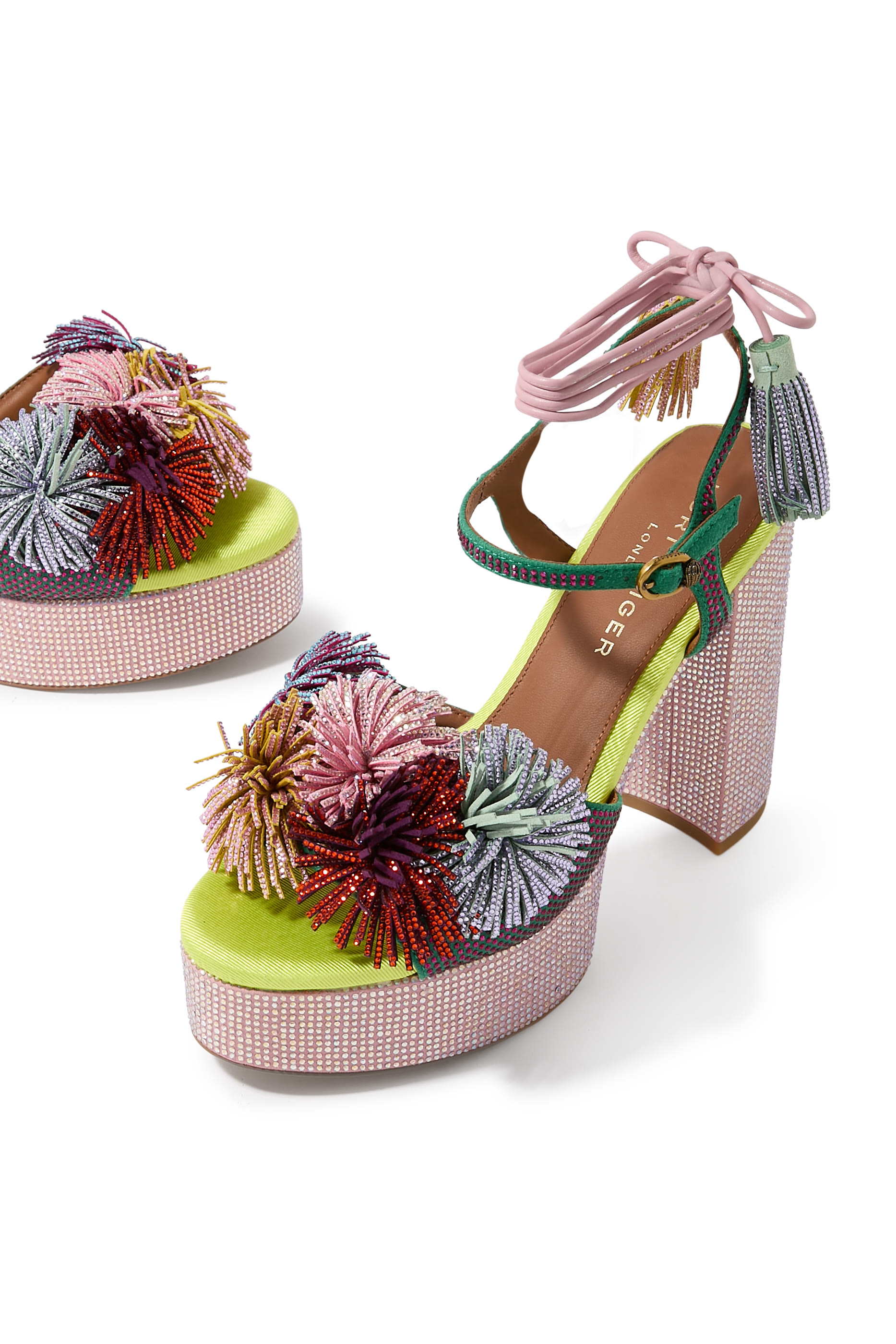 Pom Pom Tie Platform Sandals 125