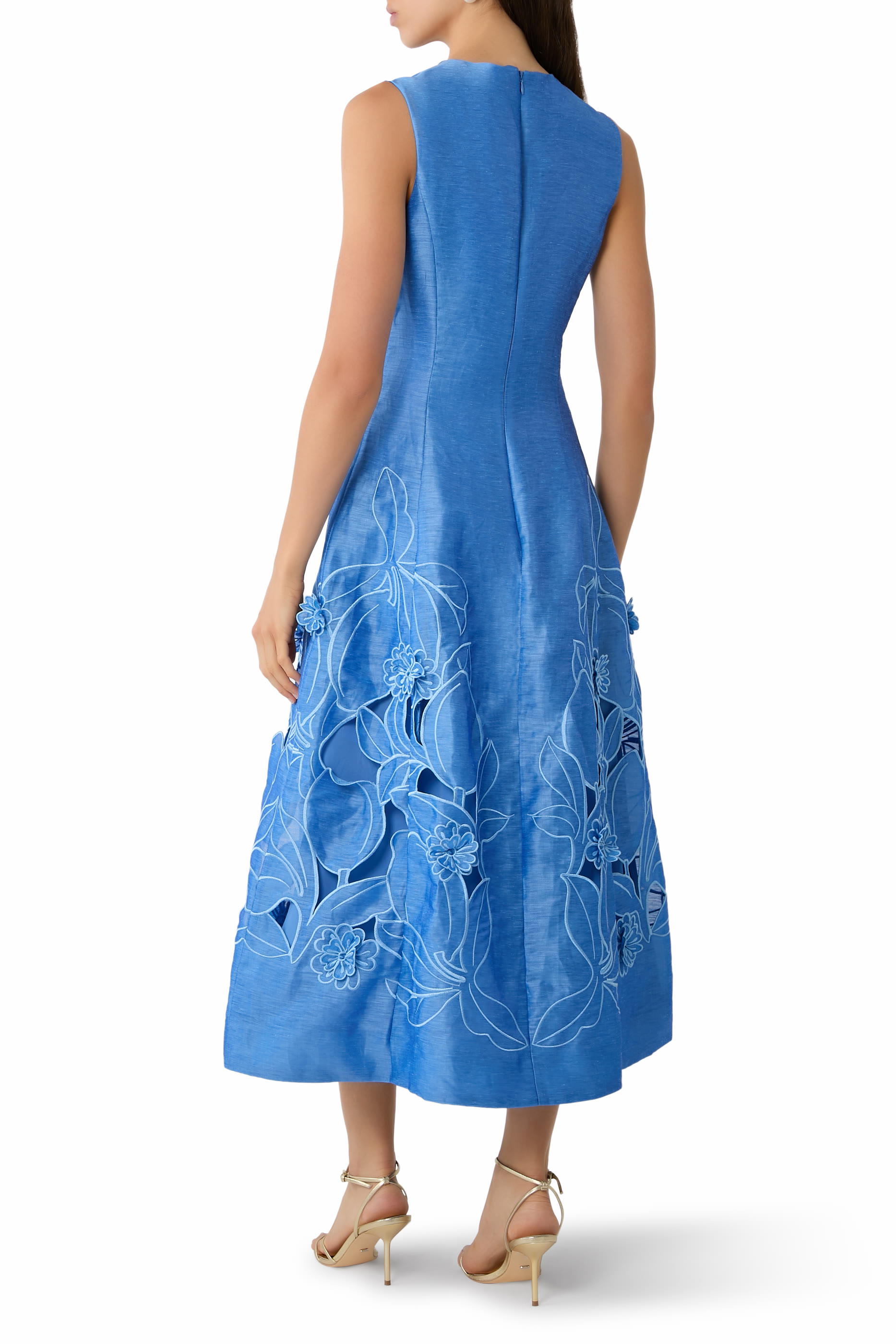 Cleo Appliqu&eacute; Sleeveless Midi Dress 