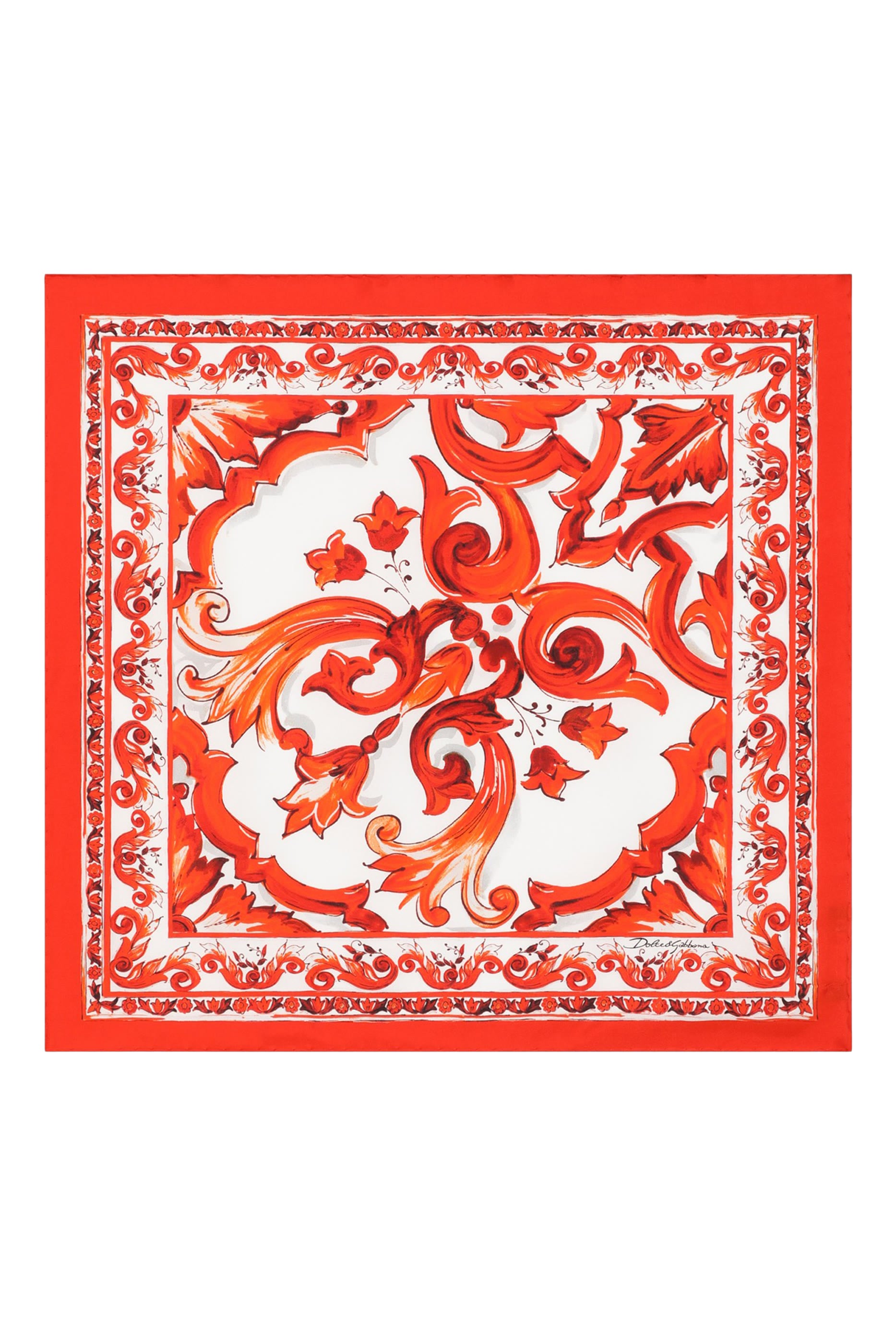 Majolica-Print Silk Twill Scarf