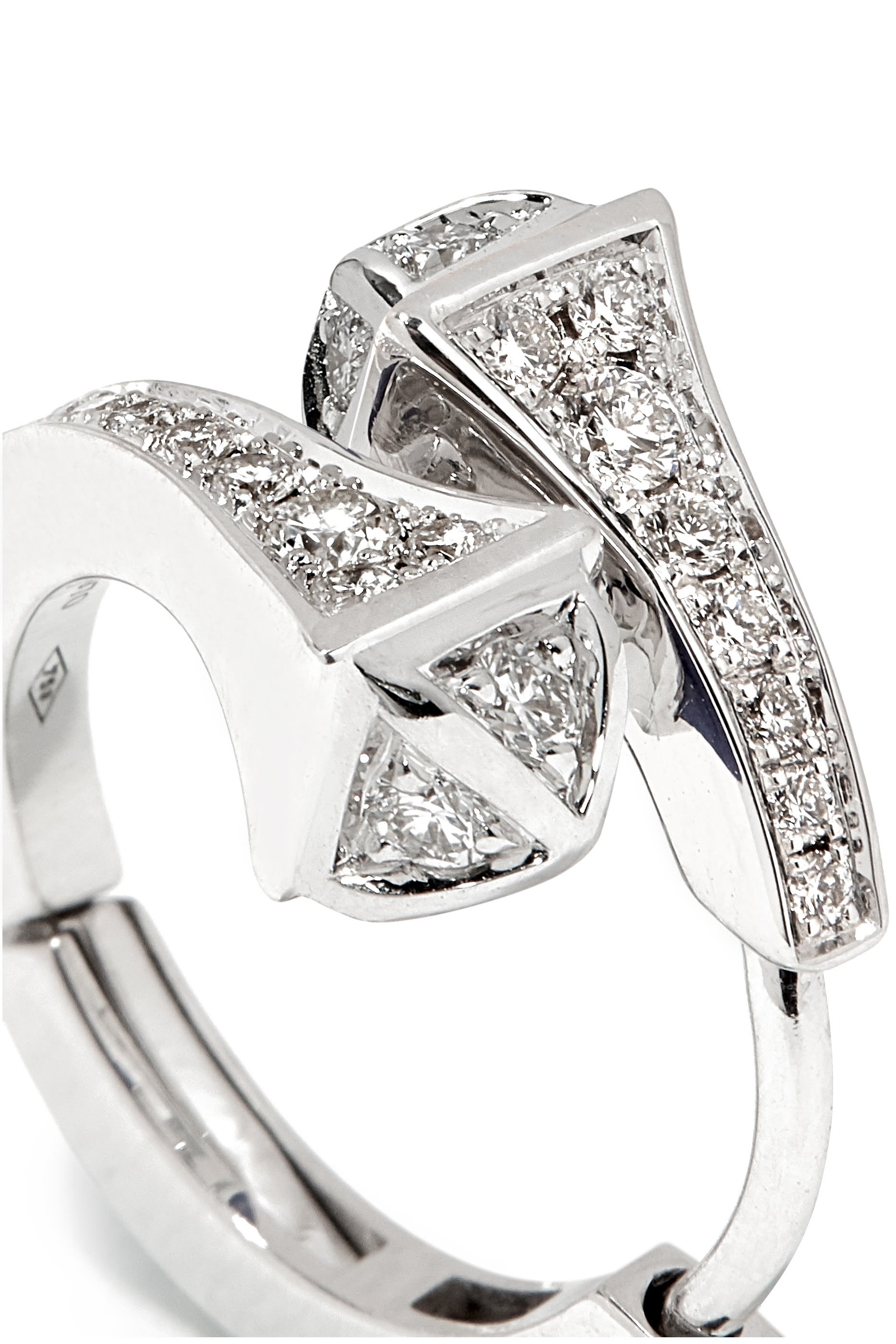 Cleo  Huggie Earrings, 18k White Gold with Full Diamonds