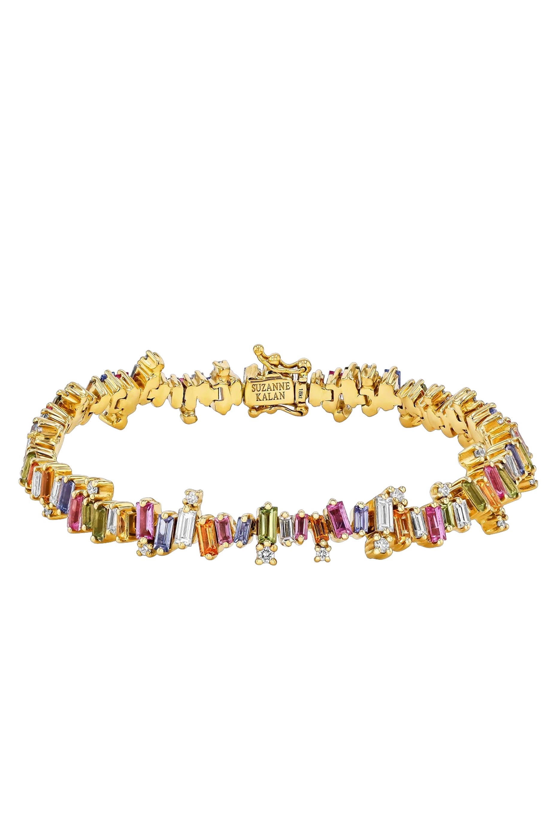 Shimmer Pastel Sapphire Tennis Bracelet, 18K Yellow Gold & Diamonds