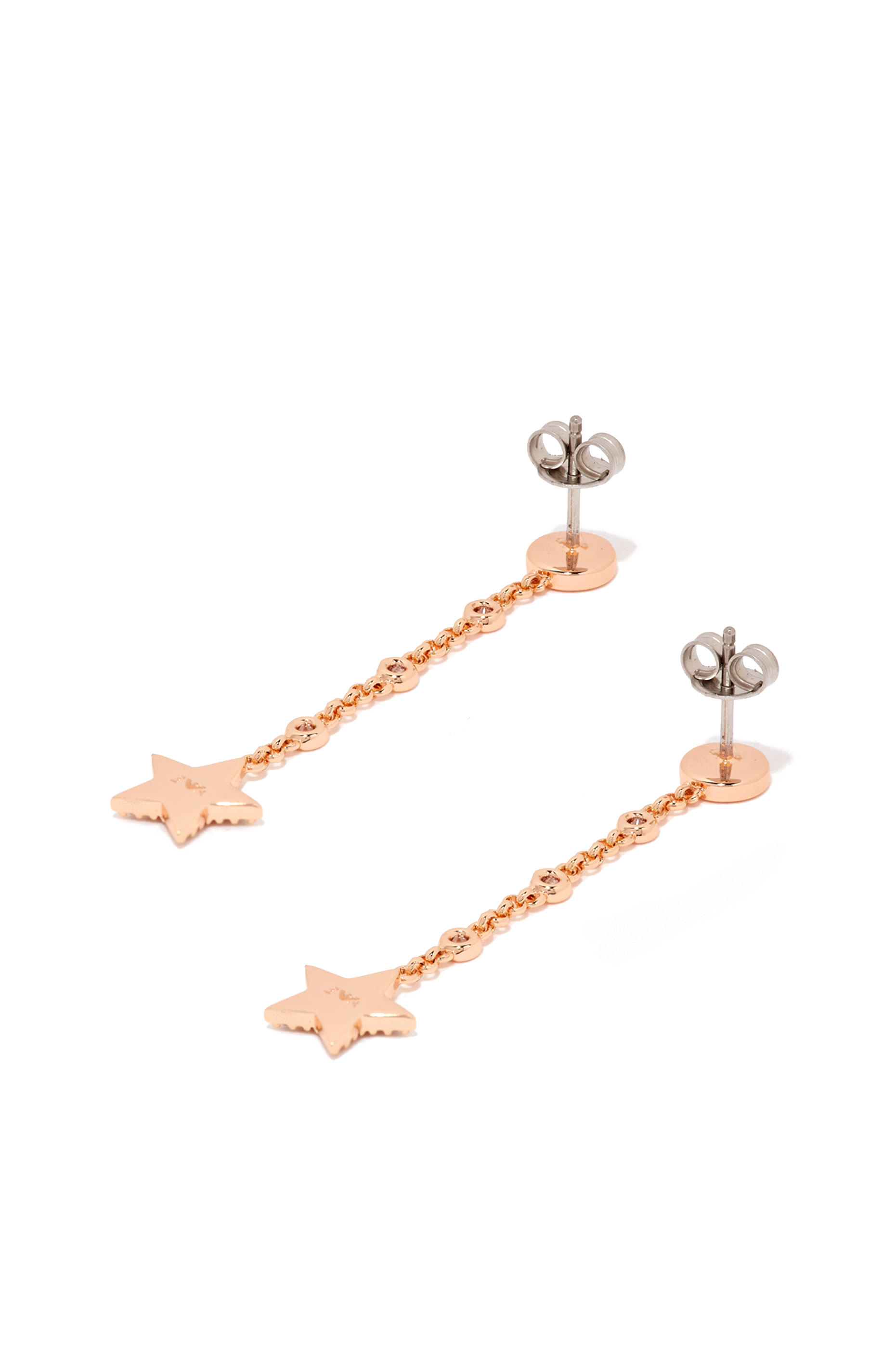 Star Charm Earrings, Brass & Crystals