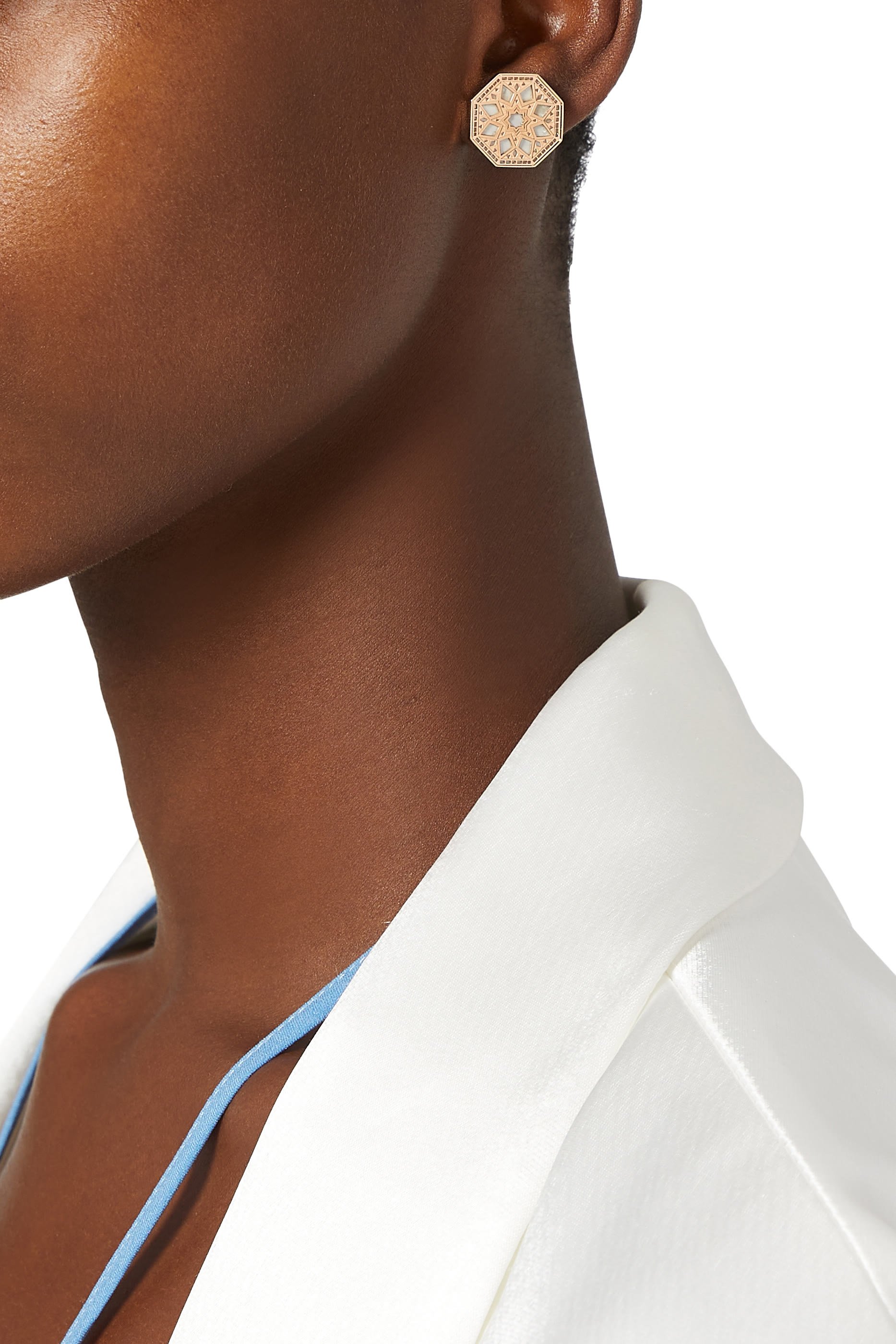 Classic Turath Large Earrings, 18k Rose Gold & Mother of Pearl