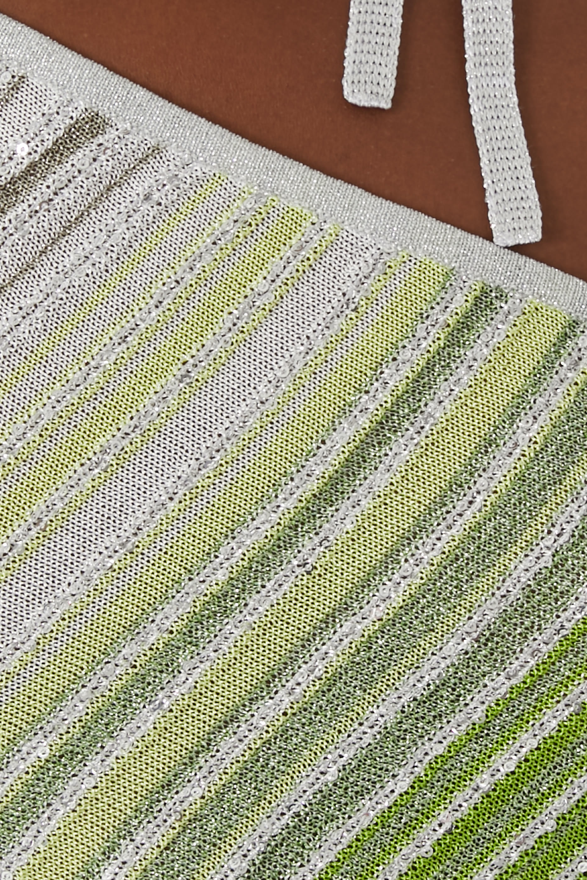 Asymmetrical One-Shoulder Partial Striped Top with Sequins