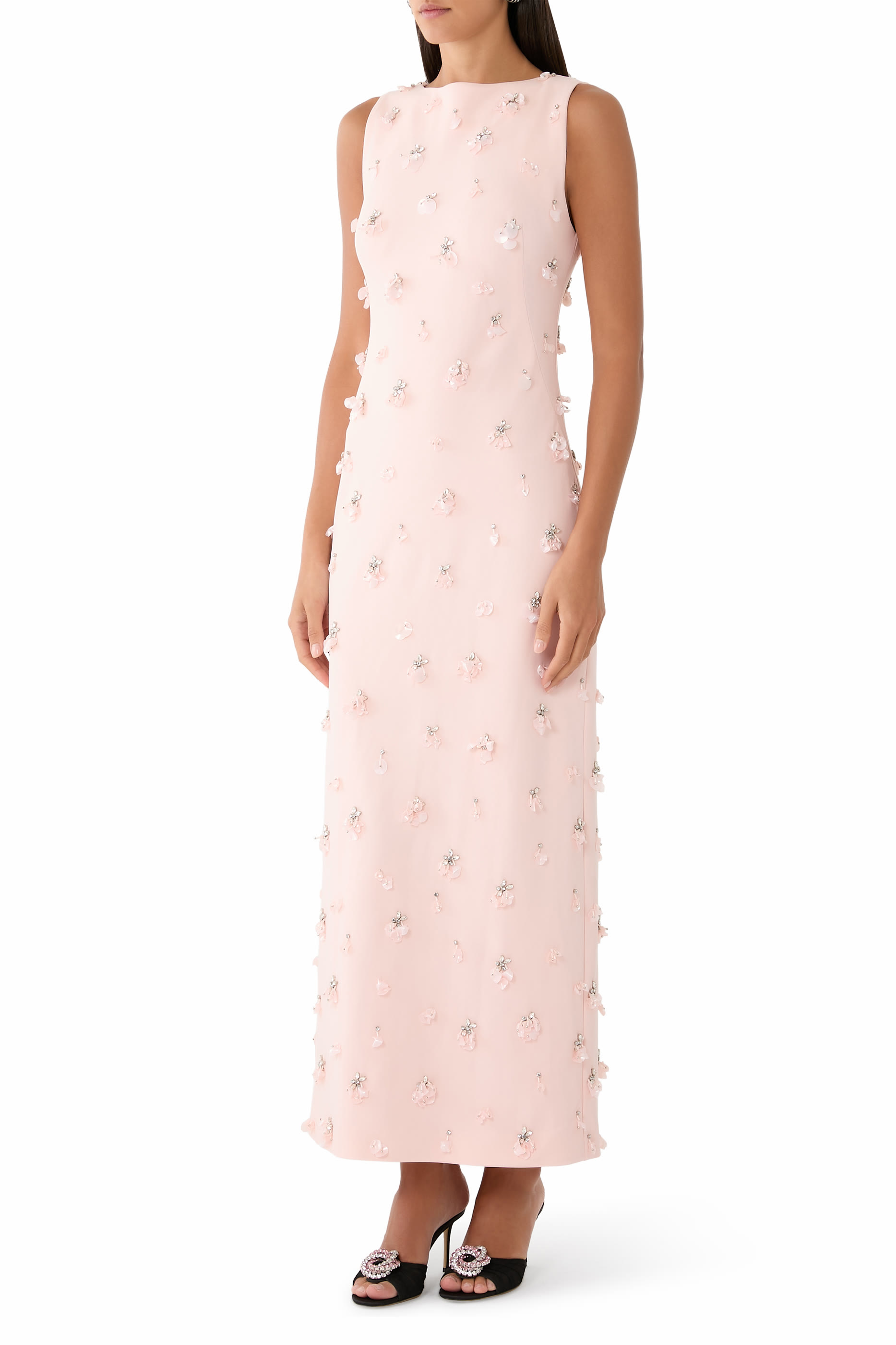 Claudia Embellished Crepe Midi Dress