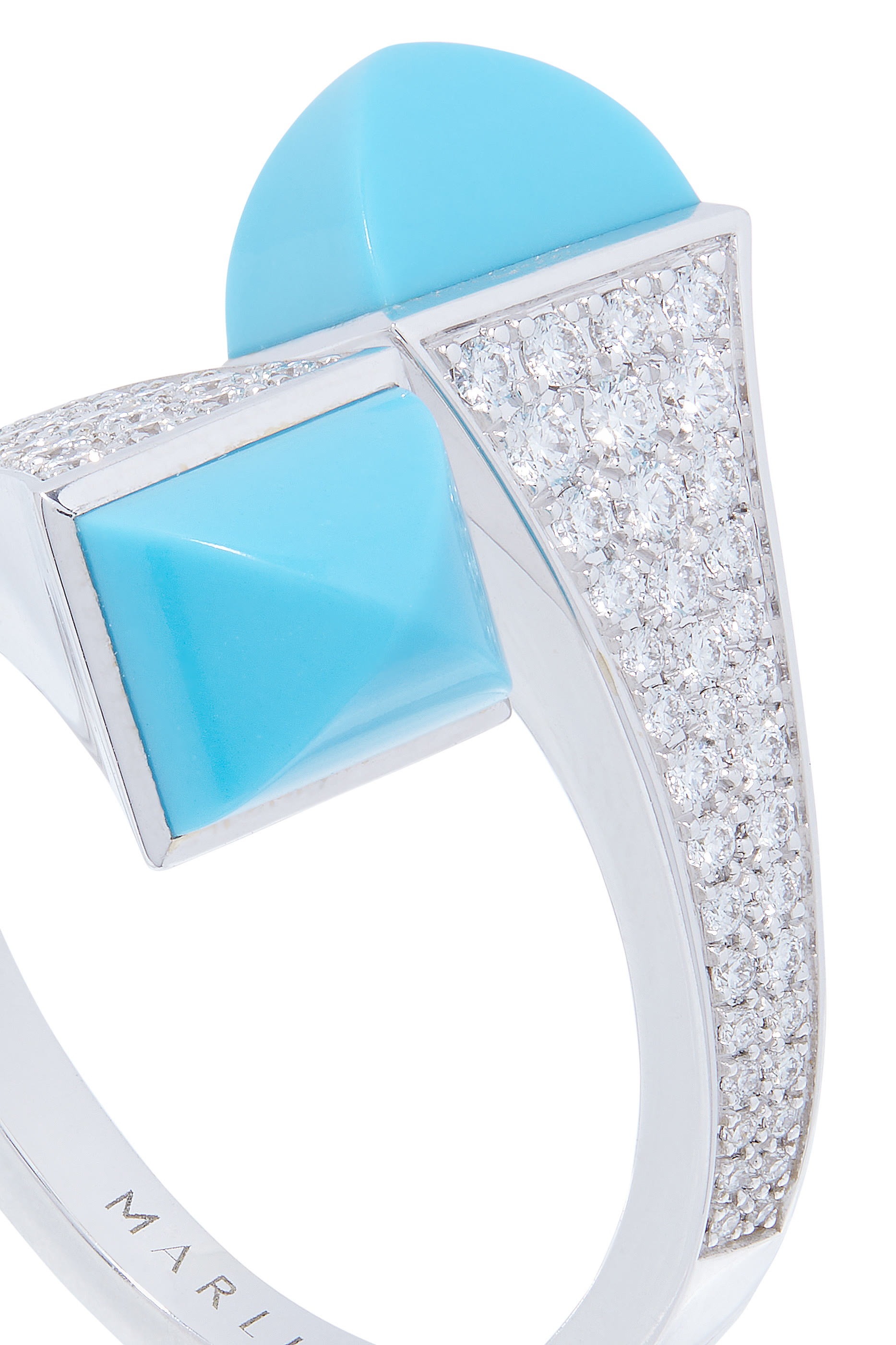 Cleo Ring, 18k White Gold with Turquoise & Diamonds