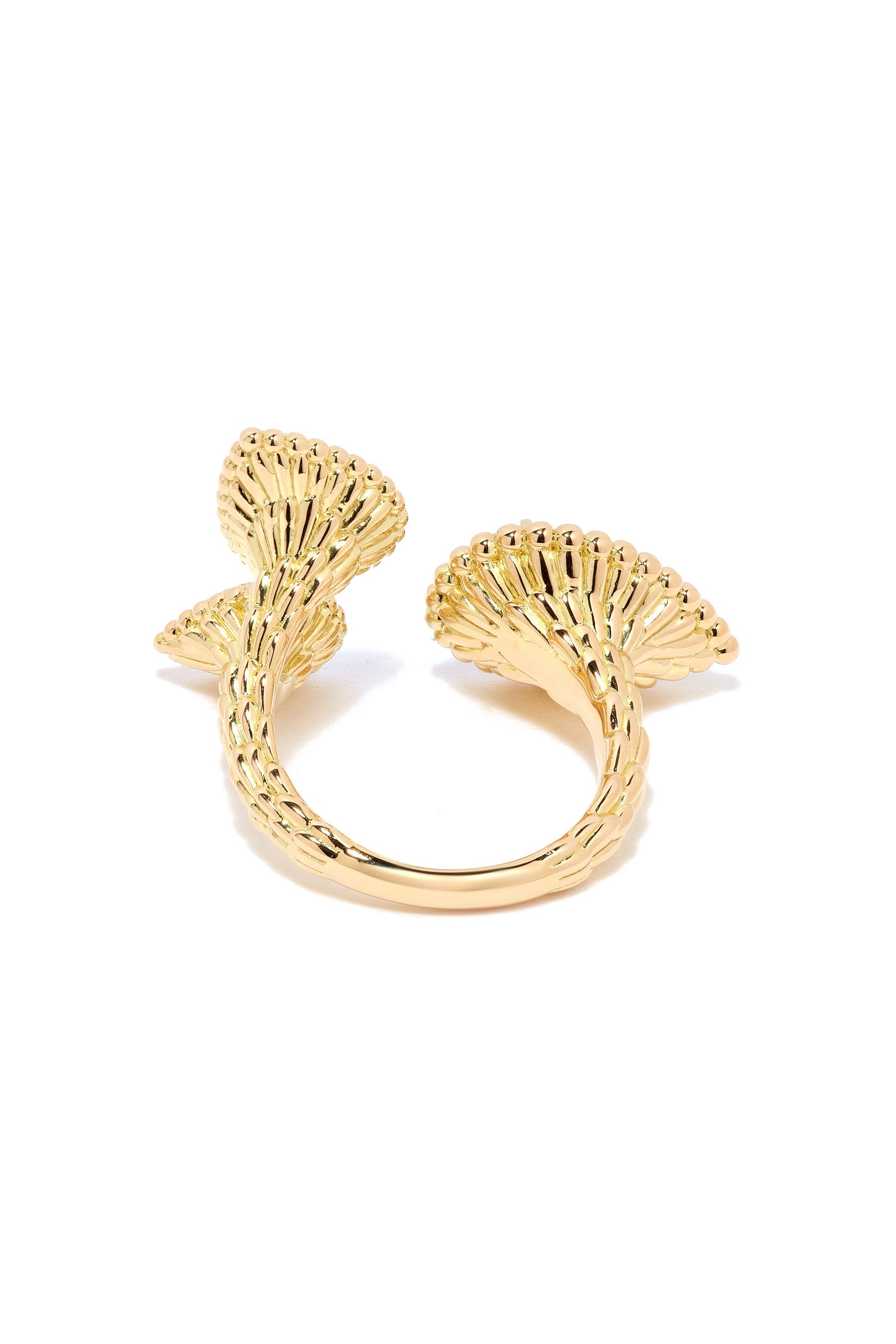 Serpent Boheme 3 Motif Ring, 18k Yellow Gold with Diamonds & Malachite