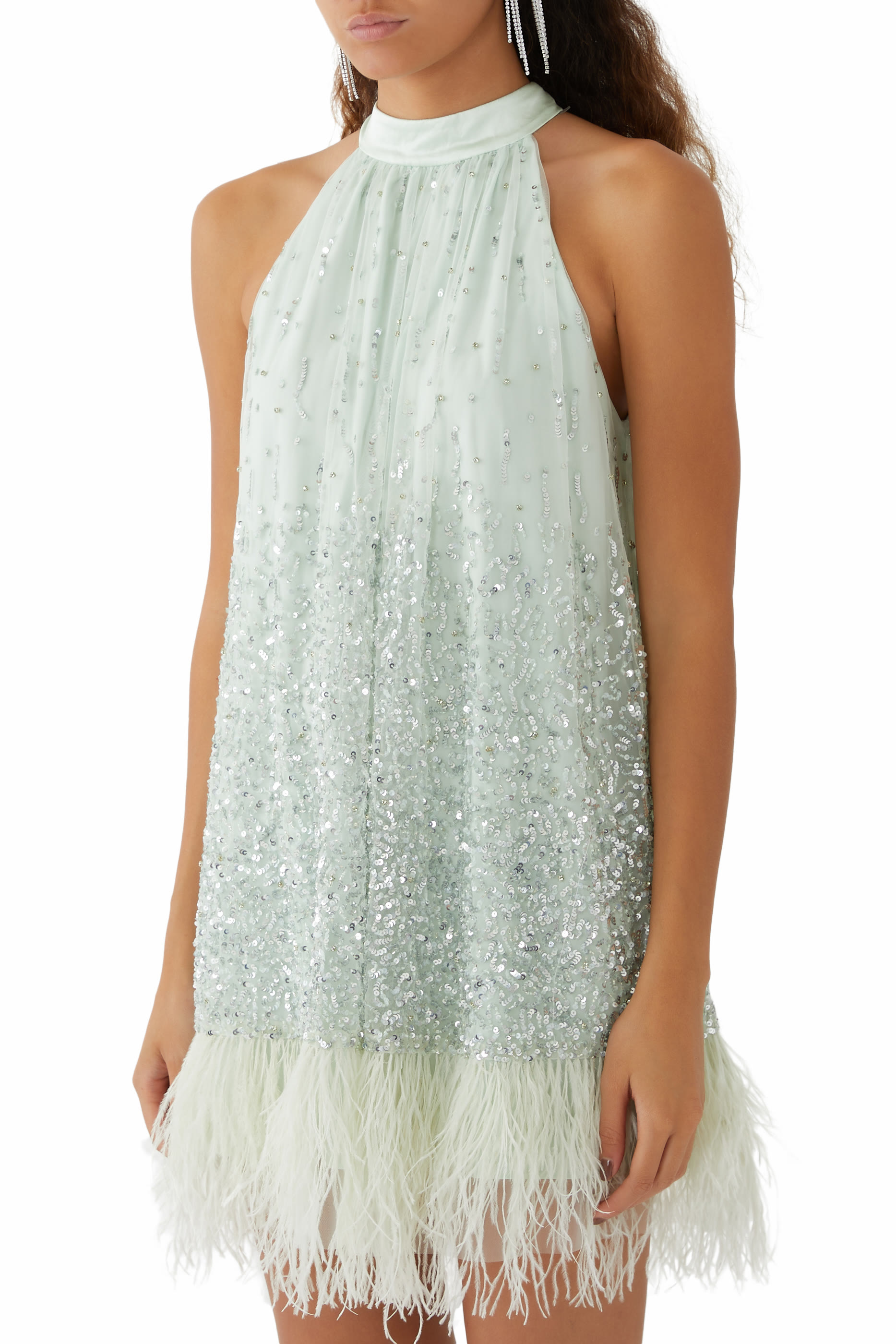 Erna Feather Mini Dress