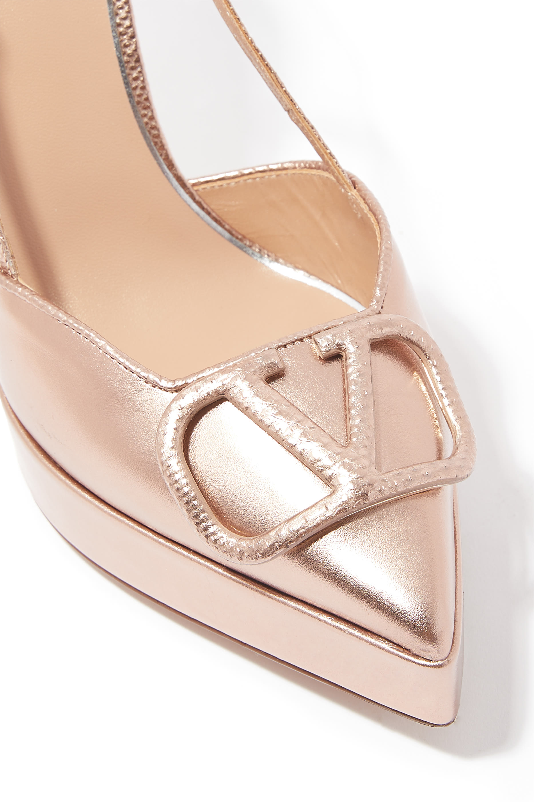 VLogo Signature 120 Leather Slingback Platform Pumps